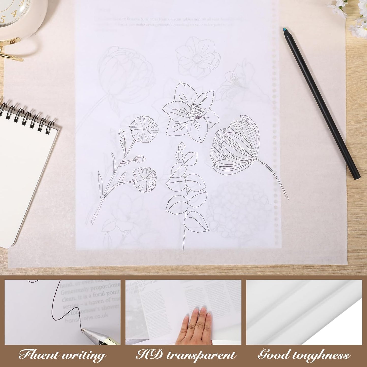 Tracing Paper Roll 12in x 75yd, White Trace Paper Pattern Paper Translucent Tracing Paper for Sewing, Drawing, Sketching, Gift Wrapping