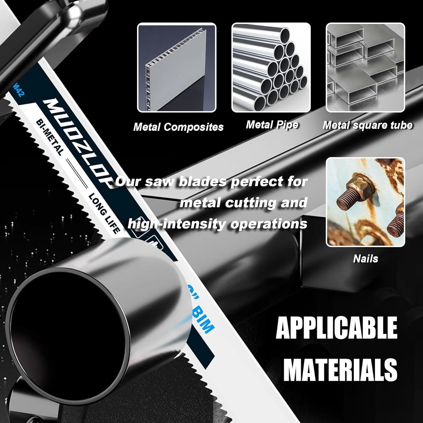 25 Pack 12 inch Reciprocating Saw Blades Set,14/18 TPI High Carbon Saw Blades, Metal Saw Blades with Organizer Case (25, 14/18TPI/300mm)