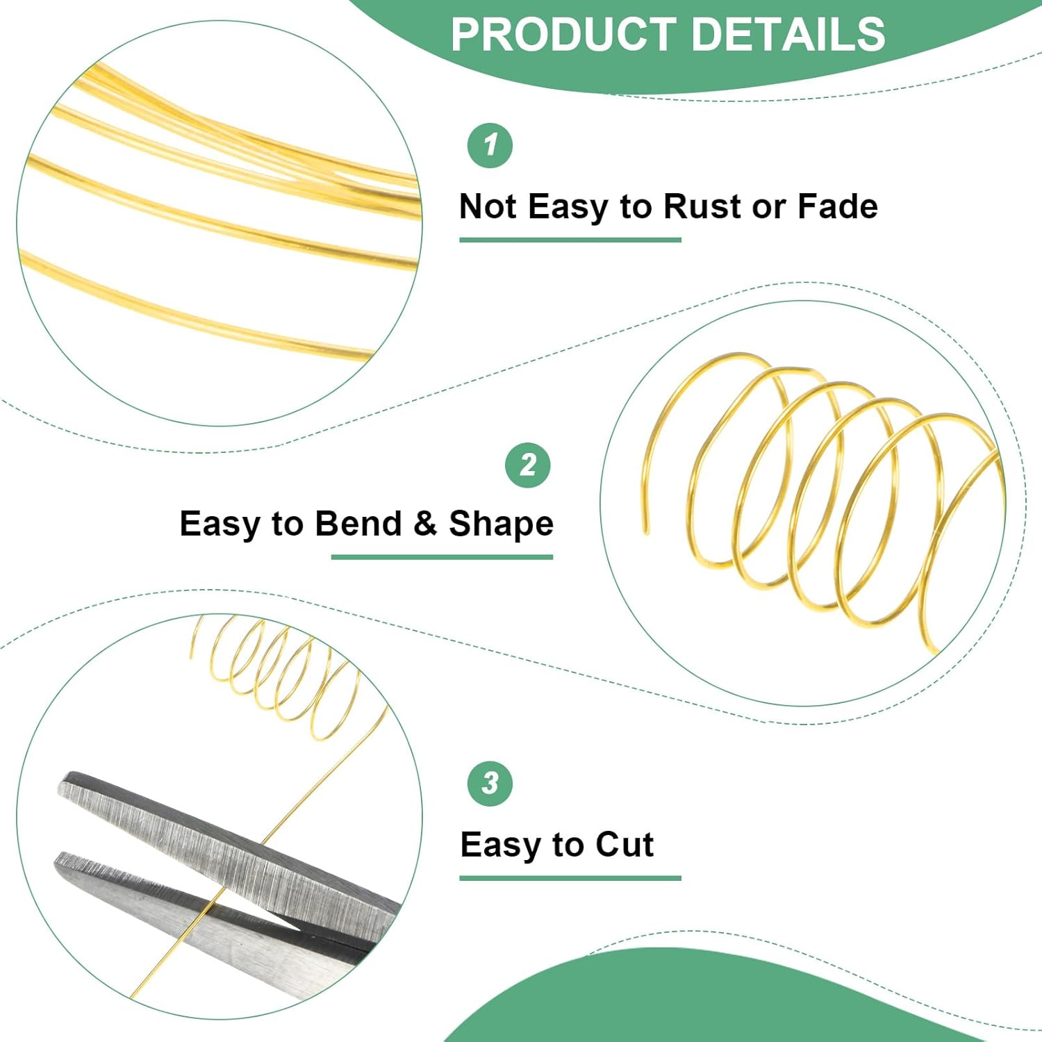 0.5 mm/24 Gauge Copper Wire for Jewelry Making, 20.3FT Copper Beading Craft Wire for Jewelry/Weaving/DIY Crafting/Planting, Color-Retaining [6.2M, Gold Tone]