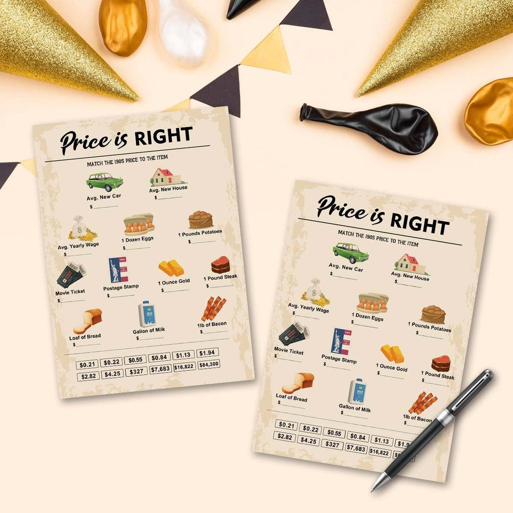 40th Birthday Party Games, Price is Right Games, Birthday Party Supplies for Adults, Fun 1985s Party Game，Pack of 30 Cards