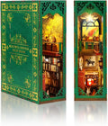 Book Nook Kit,Vintage Library Miniature House Kit for Teens and Adults with LED Lights,3D Wooden Puzzle Tiny House Booknook Bookend Bookshelf Decor Model Build.(Vintage Bookstore