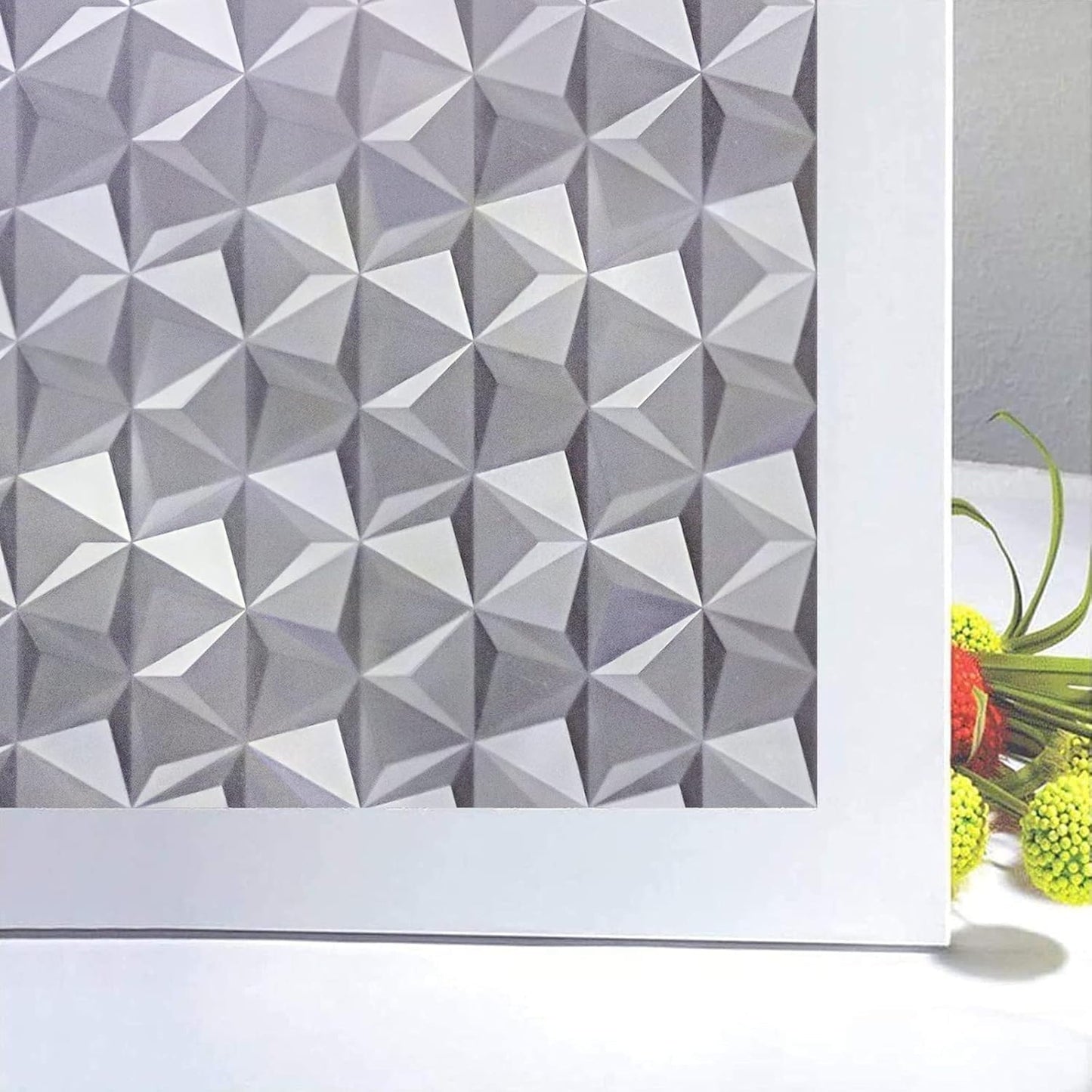 Niviy 3D No Glue Static Cling Window Films Privacy Cut Glass Window Sticker for Bathroom Office Kitchen Window Decor 29.5"x 78.7", Frosted