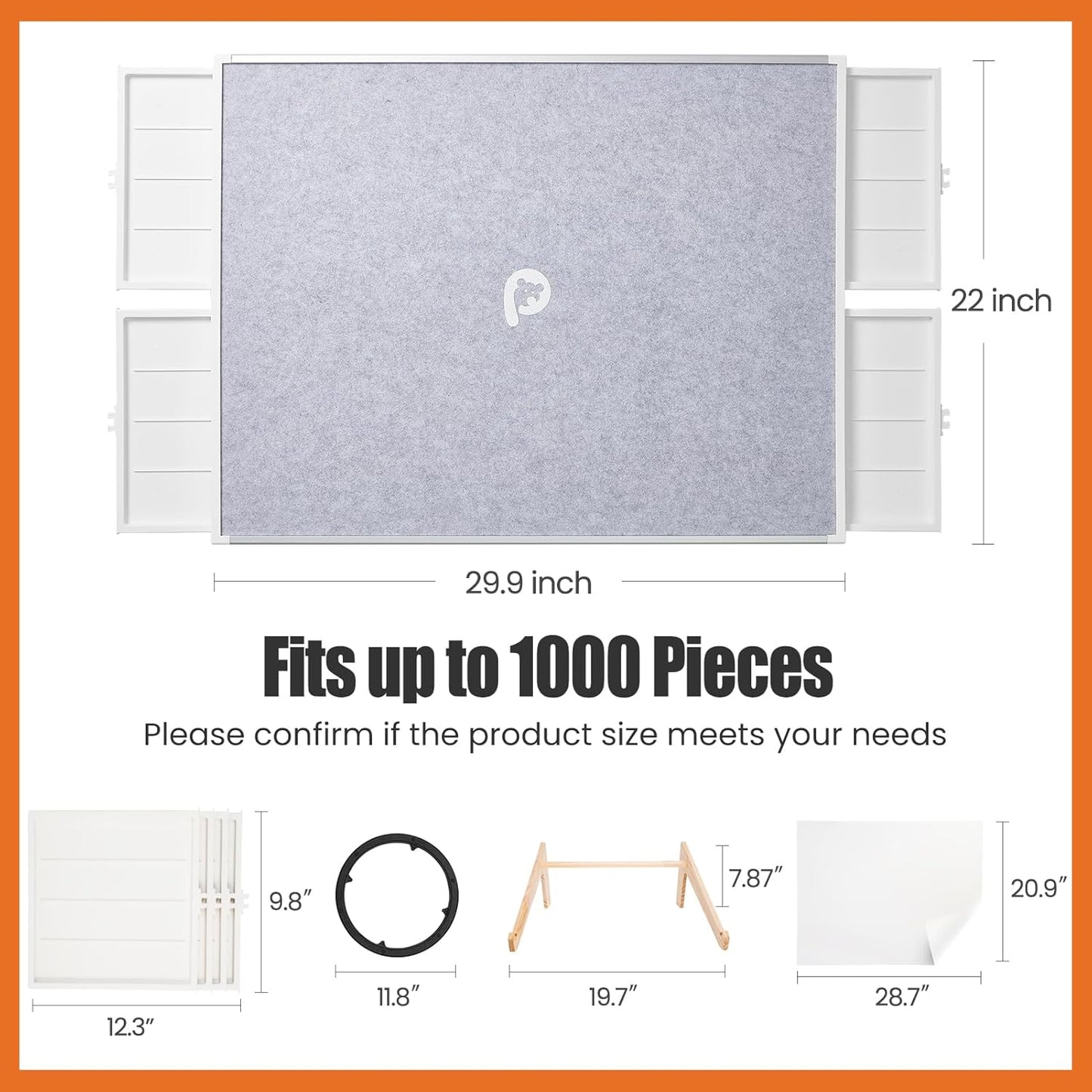 Rotating Puzzle Board with Drawers and Cover, Dual-Sided Portable Jigsaw Puzzle Table,Tilt&Lazy Susan,Gift for mom Adults (Gray, 1000-piece)