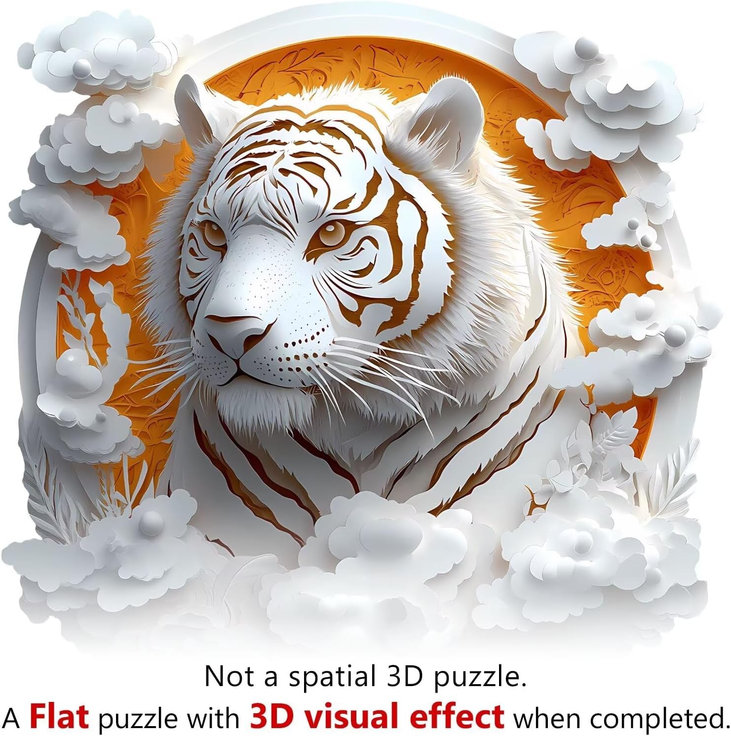 Wooden Puzzles Adults, 3D Paper Tiger Wooden Puzzles 200 Pieces, Unique Animal Shaped Wood Challenging Jigsaw Puzzles Gifts for Adults, 11.4x11.4in