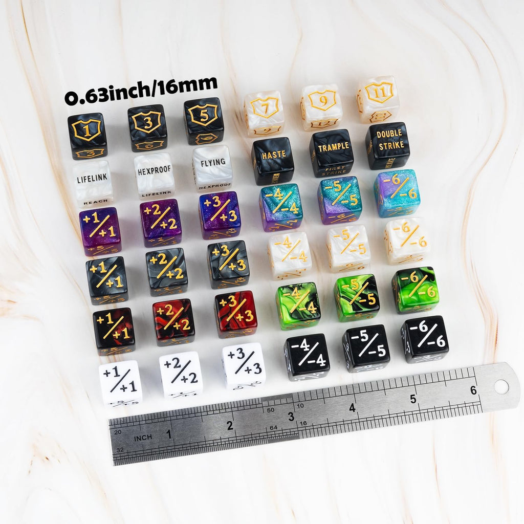 78 Pieces MTG Dice Counters Bulk Life Keyword Counter Dice Set Plus 1/+1 Buff Ability Tokens for MTG, TCG, Cards Gaming Accessories