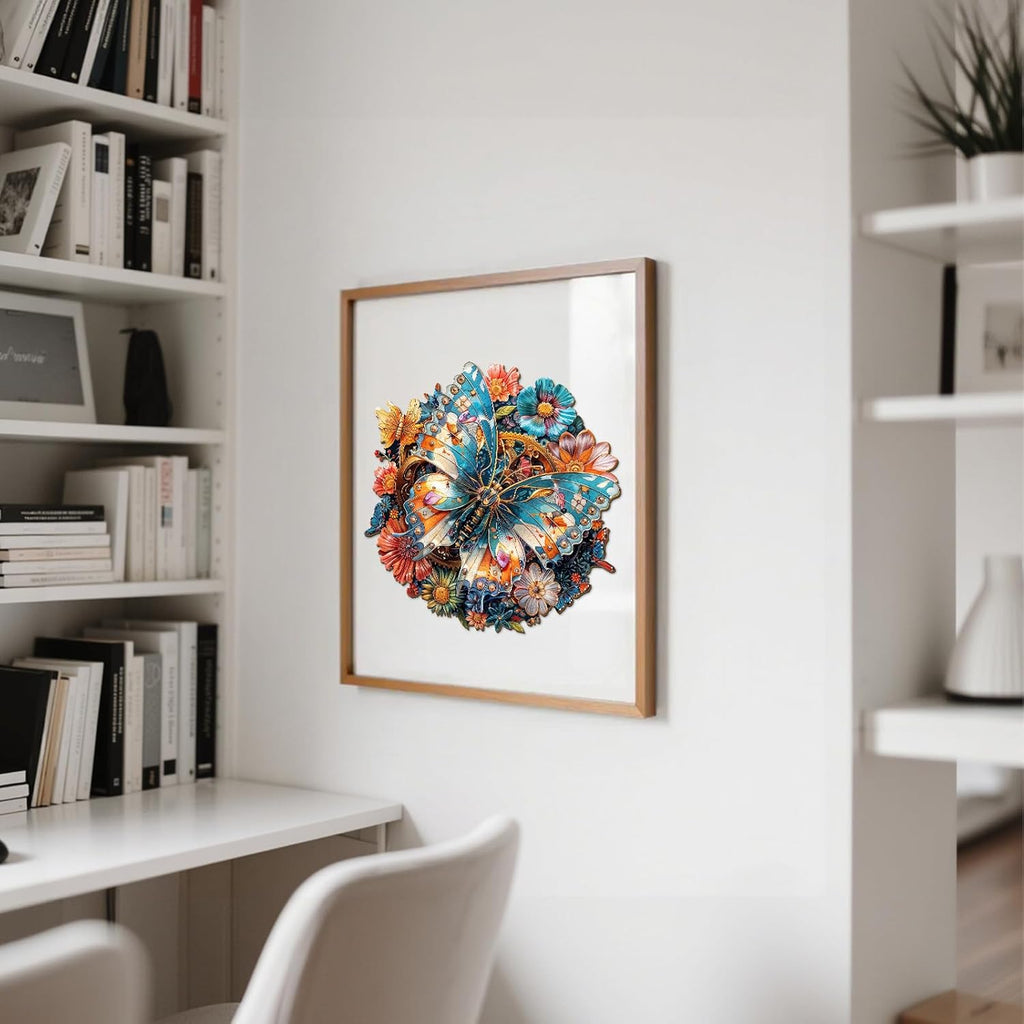 Wooden Puzzles for Adults - Mechanical Butterfly Wood Puzzles Adult - Unique Animal Shape Wooden Jigsaw Puzzles for Adults - Birthday Gifts for Puzzle Lovers, Family (13.3 * 13.3in)