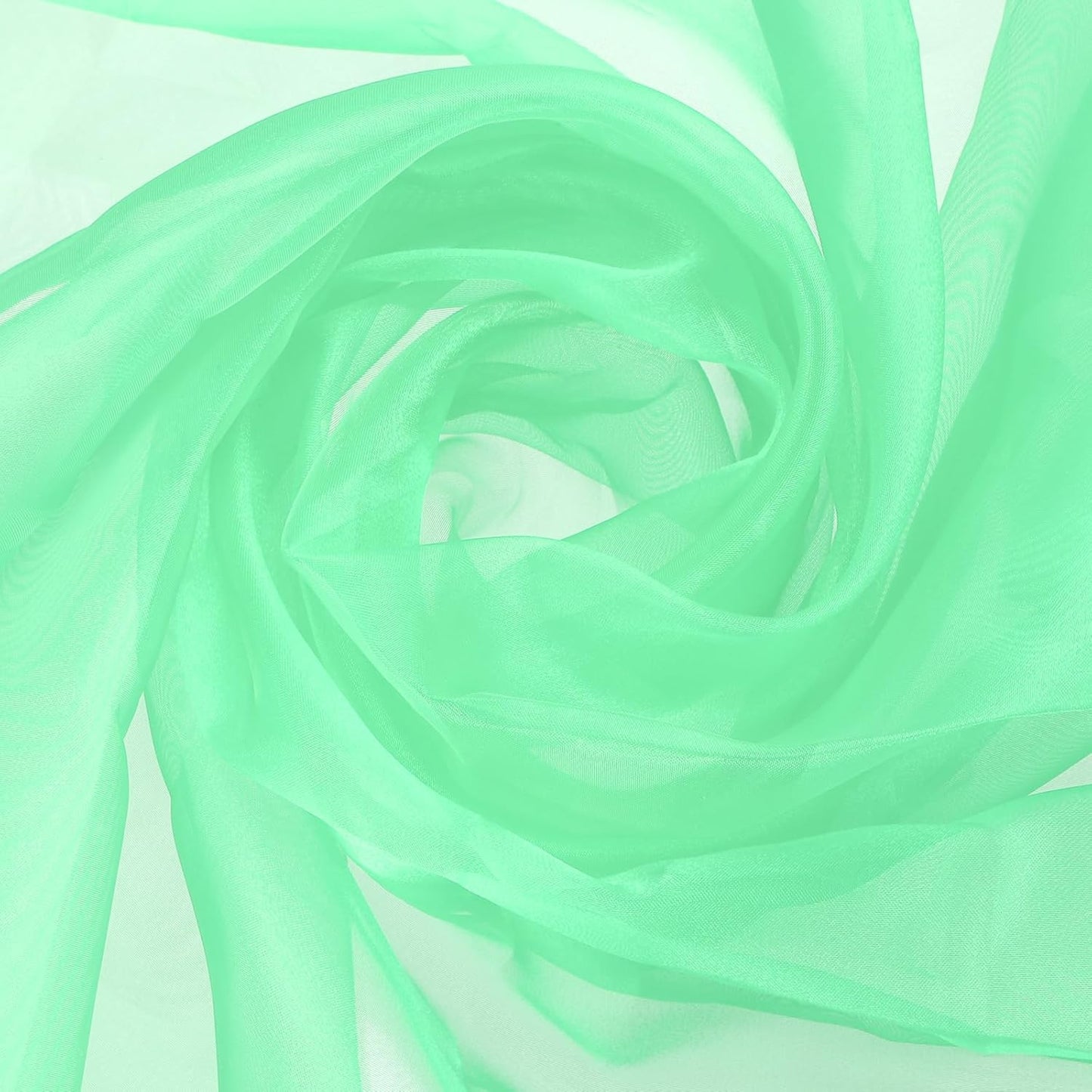 MECCANIXITY Iridescent Sheer Organza Fabric, 2 Yards x 59 Inches Solid Holographic Shiny Fabric Organza Cloth for Wedding, Curtains, Costume, Photo Background, Mint Green