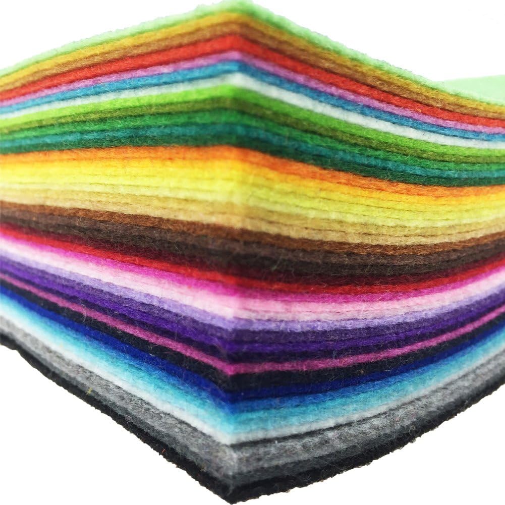 42pcs Felt Fabric Sheet Assorted Color Felt Pack DIY Craft Squares Nonwoven (25 * 25cm)