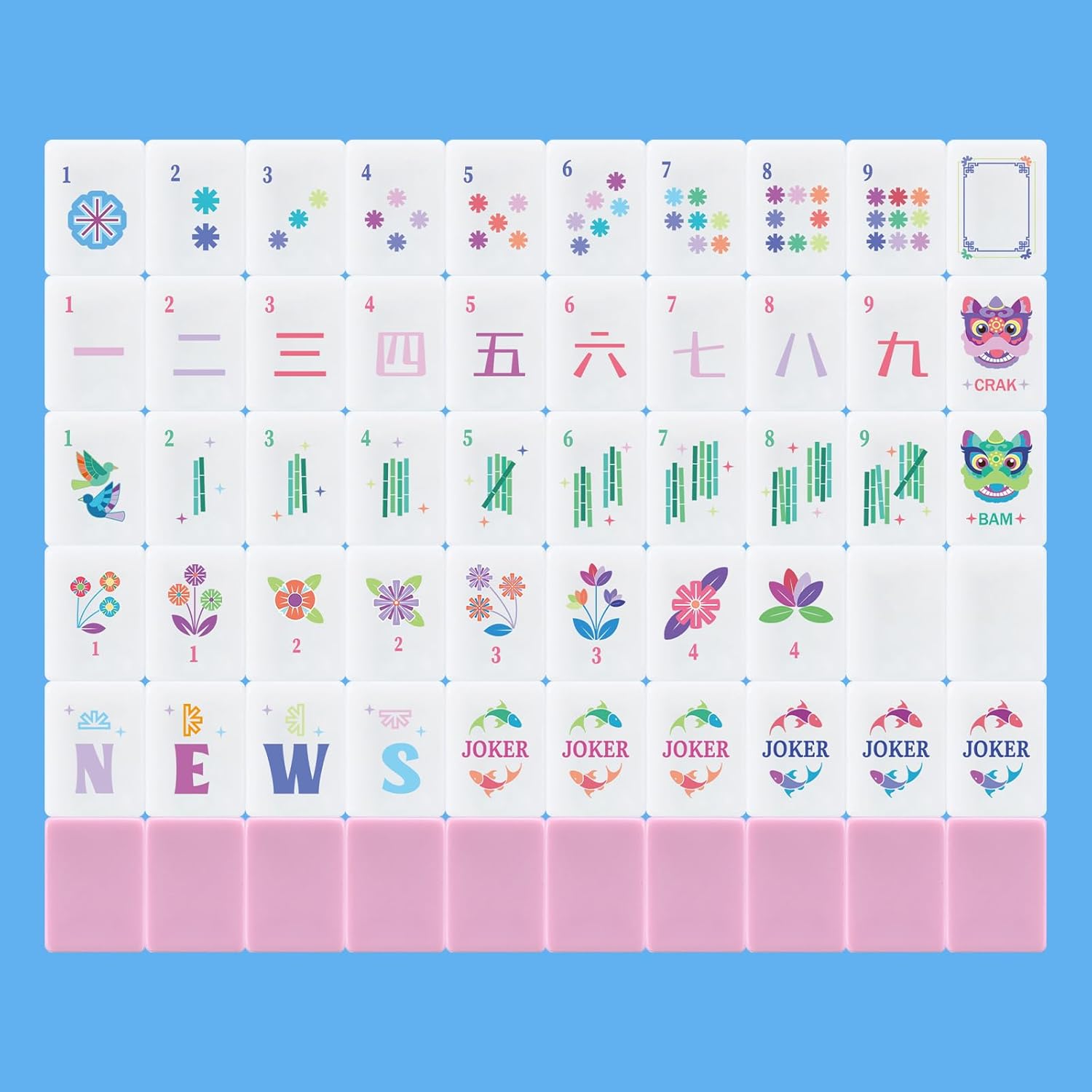 American Mahjong Set 160 Quality White Tiles (1.2 Inch, Tiles Only) American Mahjong Game Set for Ideal Gifts, No Additional Accessories