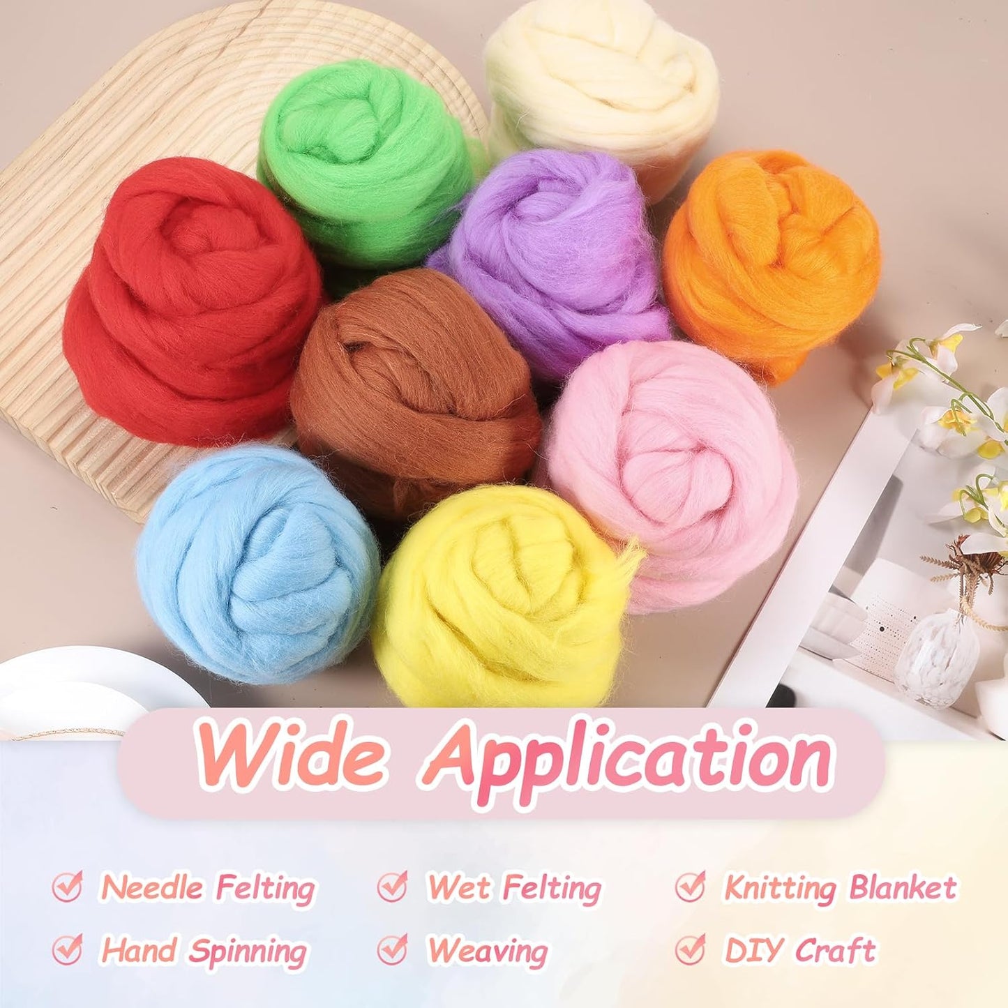 PATIKIL Wool Roving Yarn, 150G/5.3OZ Soft Felting Wool Pure Chunky Roving Yarn Bulk for Needle Felting Knitting Blanket Spinning Weaving DIY Craft, Purple