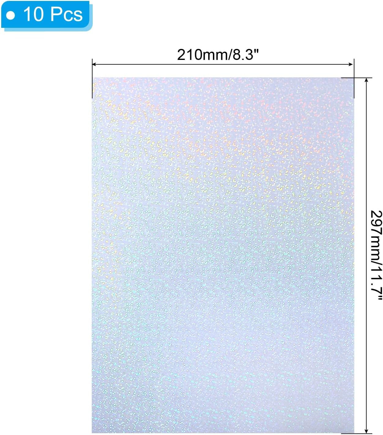 PATIKIL 11.7x8.3" Holographic Sticker Paper, 10Sheets A4 Polypropylene Self-adhesive Transparent Waterproof Laminate Overlay Film for Photo Cards Scrapbook Decorations, Little Circle