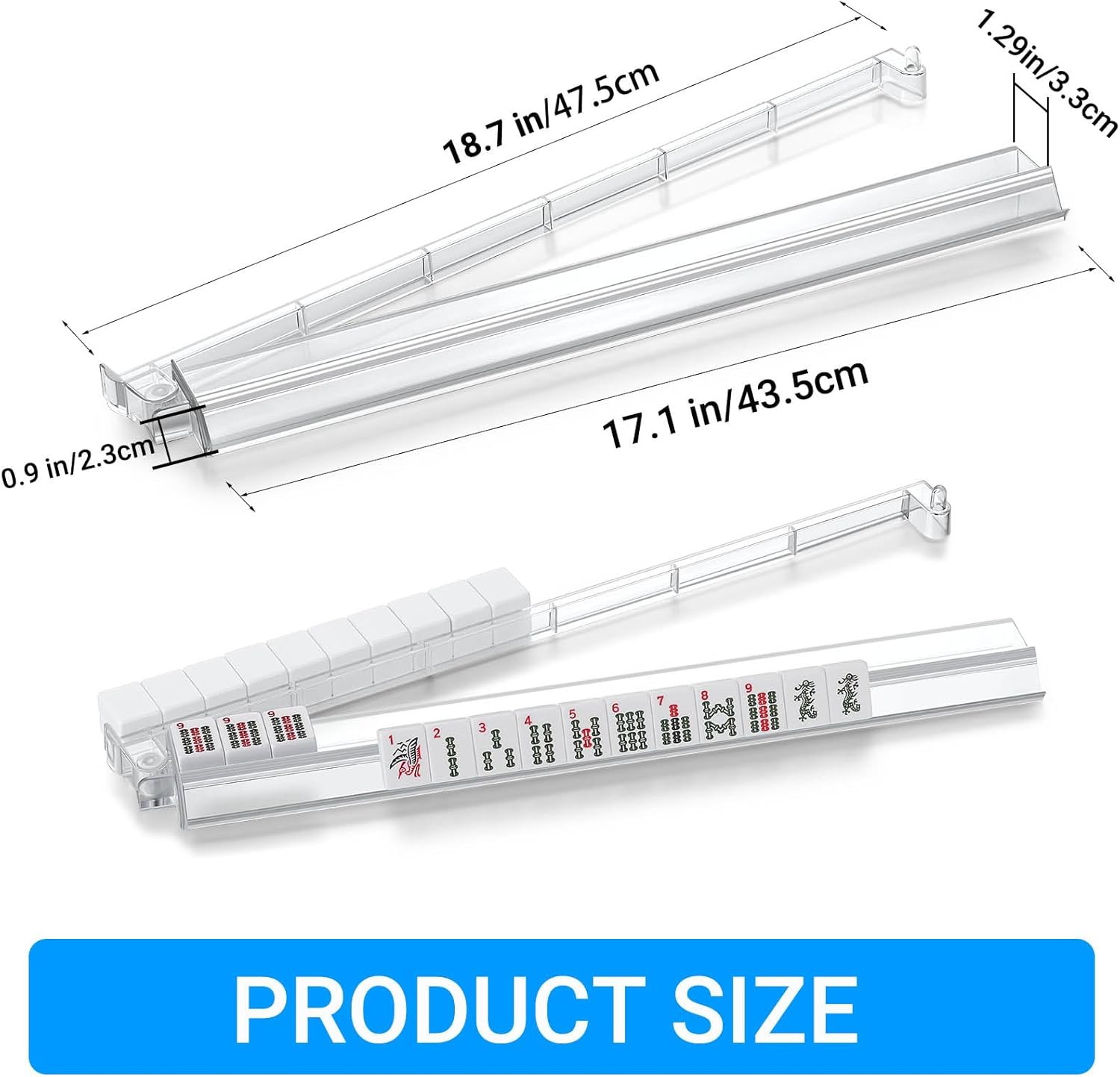 4 PCS Clear Acrylic American Majiang Tile Racks with Pushers,Mahjong All-in-One Tile Rack & Pusher, Modern American Mahjong Tile Racks