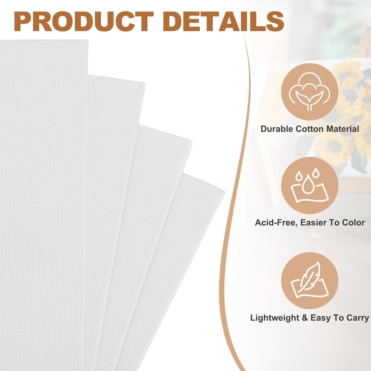 MECCANIXITY Canvas Boards for Painting, 6x8 Cotton Blank Primed Art Canvas Panels Acid-Free for Painting Supplies Oil Acrylic Tempera Watercolor Pouring Paint Artists(White, Pack of 10)