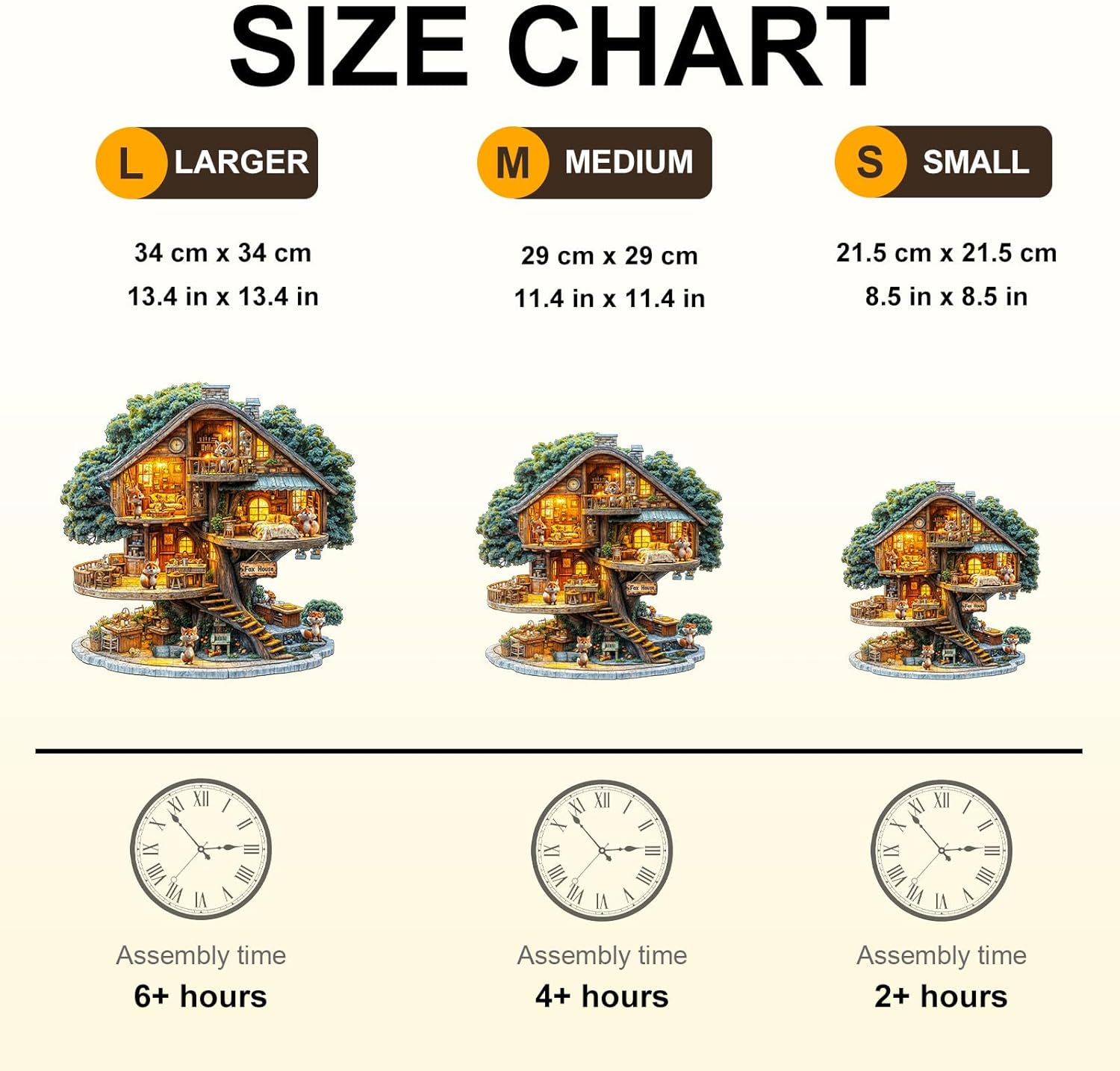 WOODBESTS Wooden Puzzles for Adults (270 Piece, L, 13.4 * 13.4in) Fox House Wood Puzzle Adult, Unique Wooden Animal Jigsaw Puzzles, Family Game and Birthday Gifts for Friend