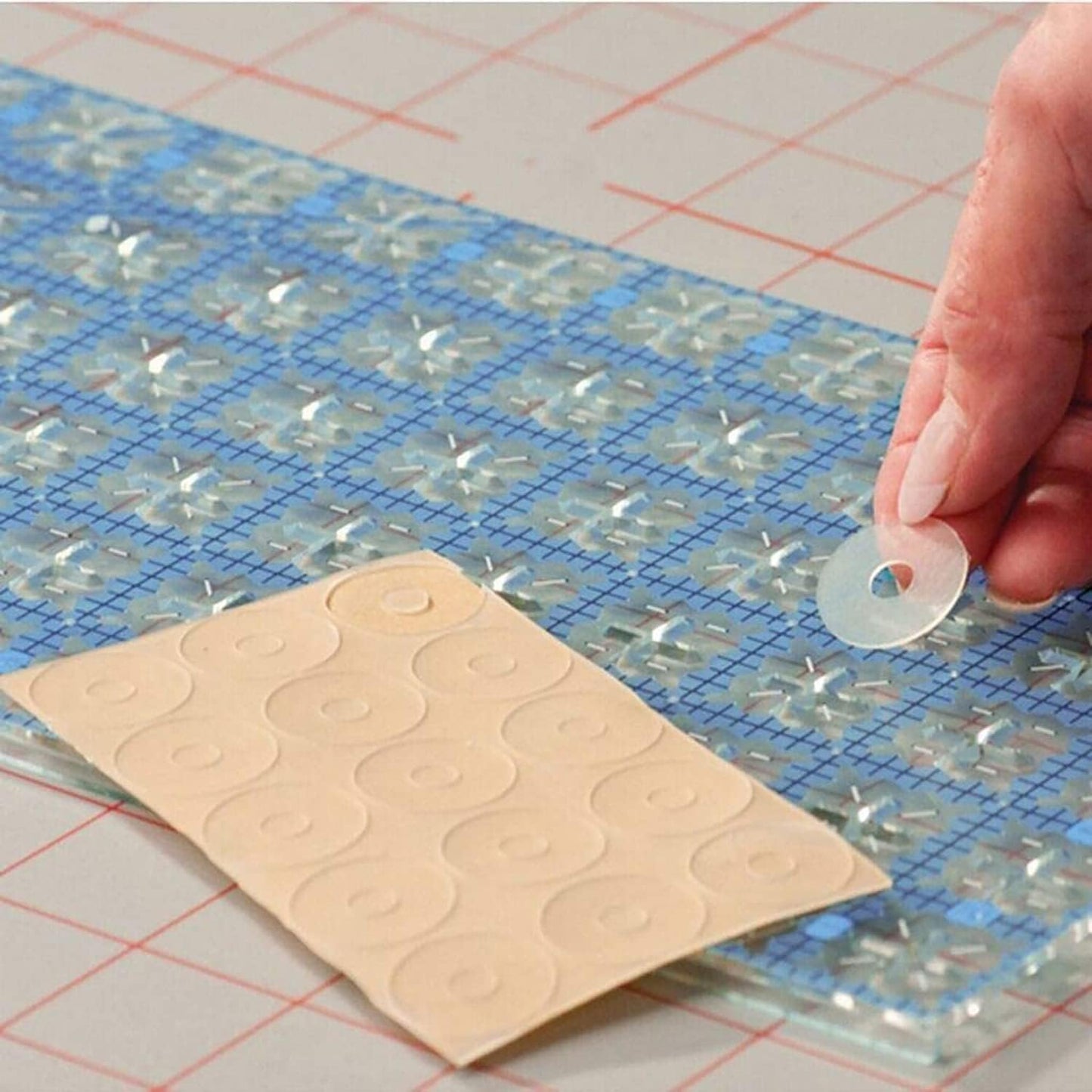 YICBOR Quarter Cut Slotted Ruler Template for Quilting and Sewing Quilt Strip Rulers for Fabric Precise Cutting with 1Pack Nonslip Self Adhesive Silicone Grips