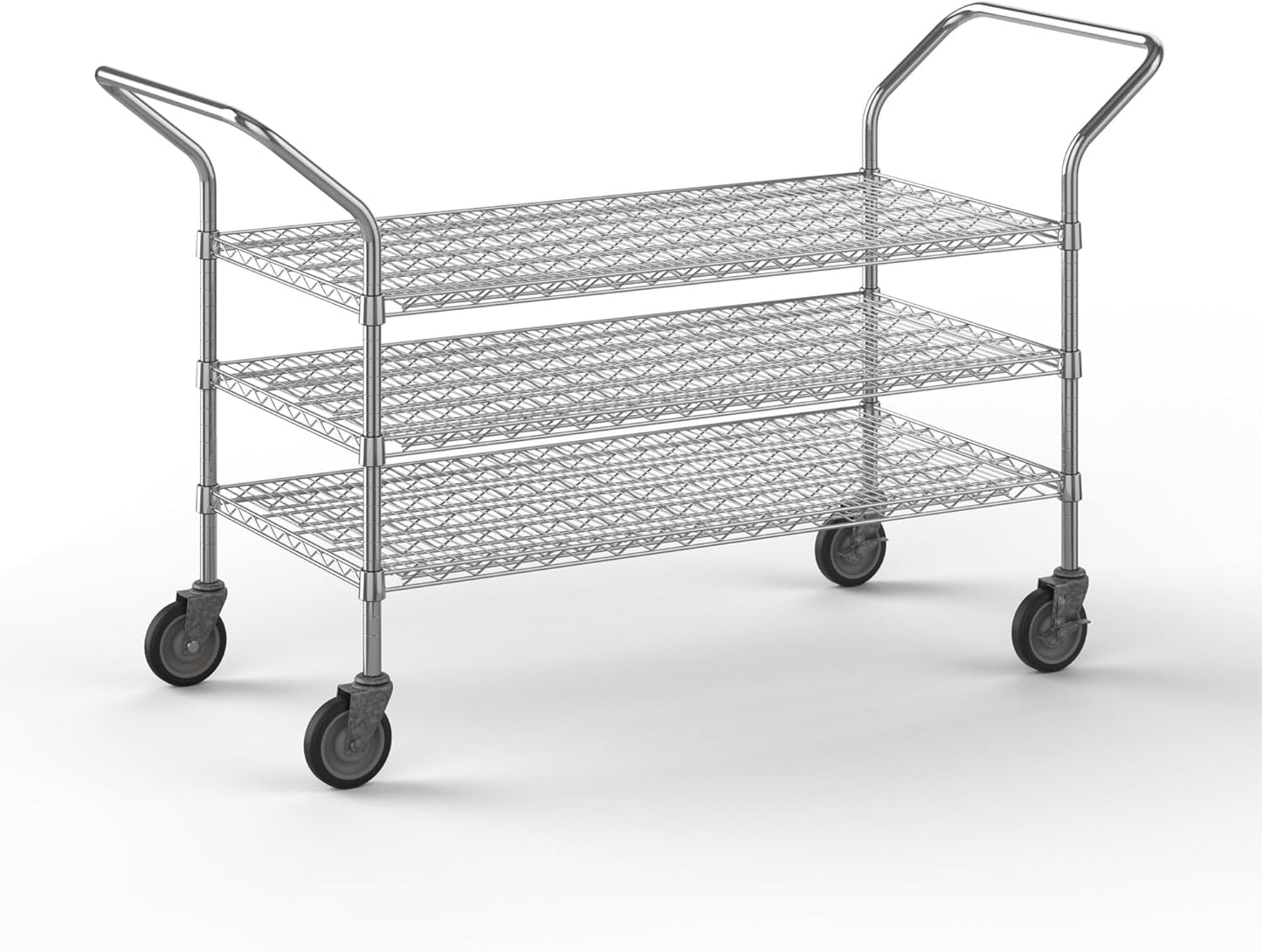 24" W x 48" L x 36" H Chrome Heavy Duty Utility Cart | 3-Tier | NSF Commercial Storage Rack Mobile Unit | Storage and Mobility Solution for Your Business
