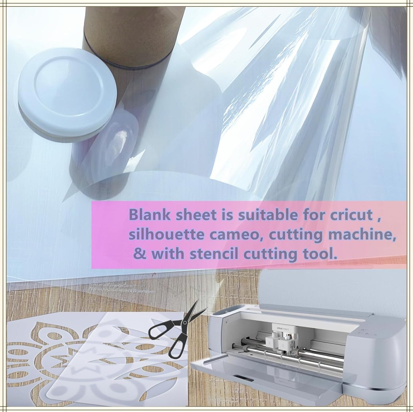 8 Sheets 7.5 mil Acetate Mylar Sheet 12 x 24 inch Transparent PET Blank Stencil Sheet for Cricut, Silhouette, Craft Template Material