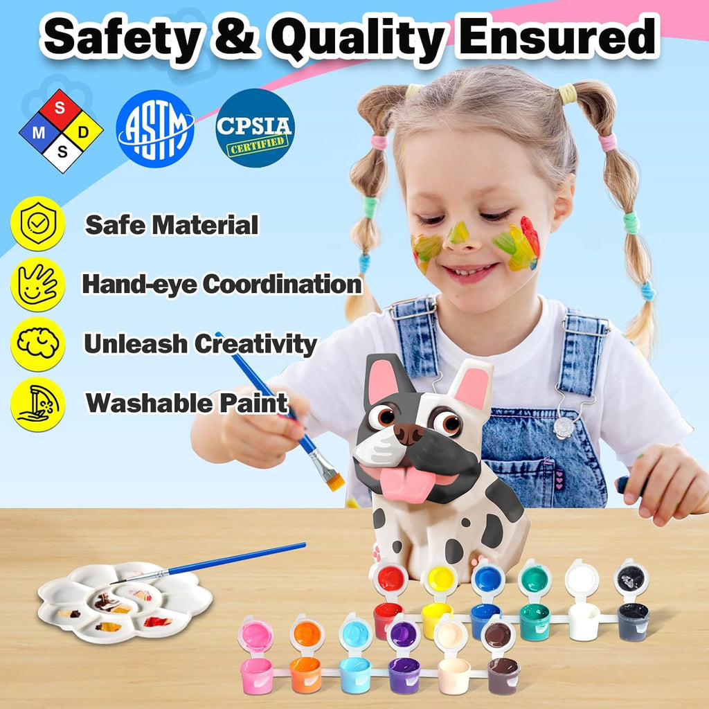 FUNZBO Paint Your Own Dog French Bulldog Lamp Kit - Halloweens Arts and Crafts Supplies Painting Kits for Kids Teens, DIY Night Light Dog Toy for Toddler Girl Boy 3 4 5 6 7 8 9 10 11 12 Birthday Gift