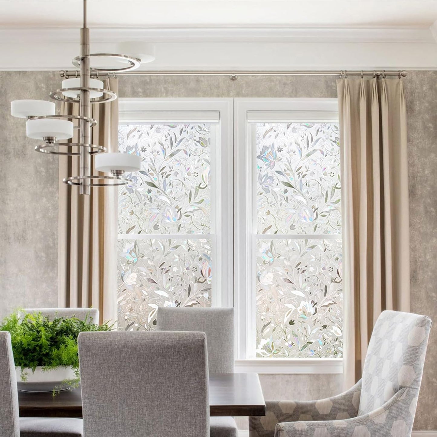 Kromapolis Window Film, Window Privacy Film, Window Vinyl Glass Covering, Stained Glass Decorative Film, Window Film Privacy Frosted Static Clings, Non-Adhesive, No-Glue (17.5X 118.1inch)