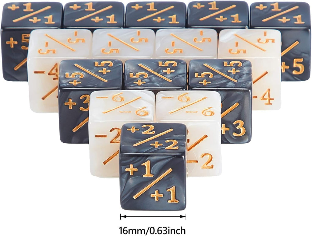 Sumind 24 Pcs Magic Life Counter Dice -1/+1 Counters Commander Buff Tokens 6 Sided Dice Loyalty Life Gifts Compatible with MTG CCG TCG Cards Gaming Accessory (Charming Style)