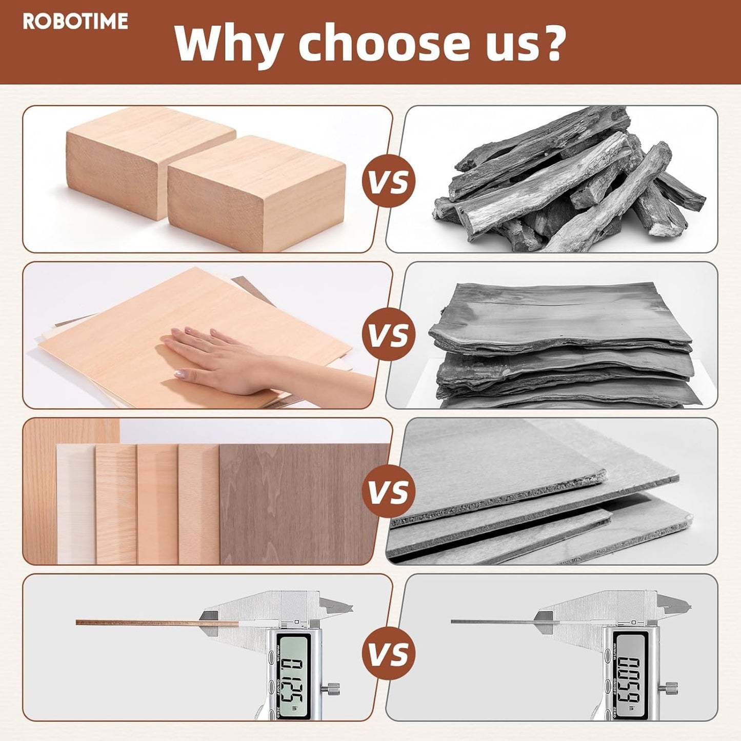 ROBOTIME 6-Pack Laser Wood Sheets 1/8" - 12 x 12 x 1/8 Inch - Mahogany - 3mm Plywood for Laser Cutting, Laser Engraving Blanks