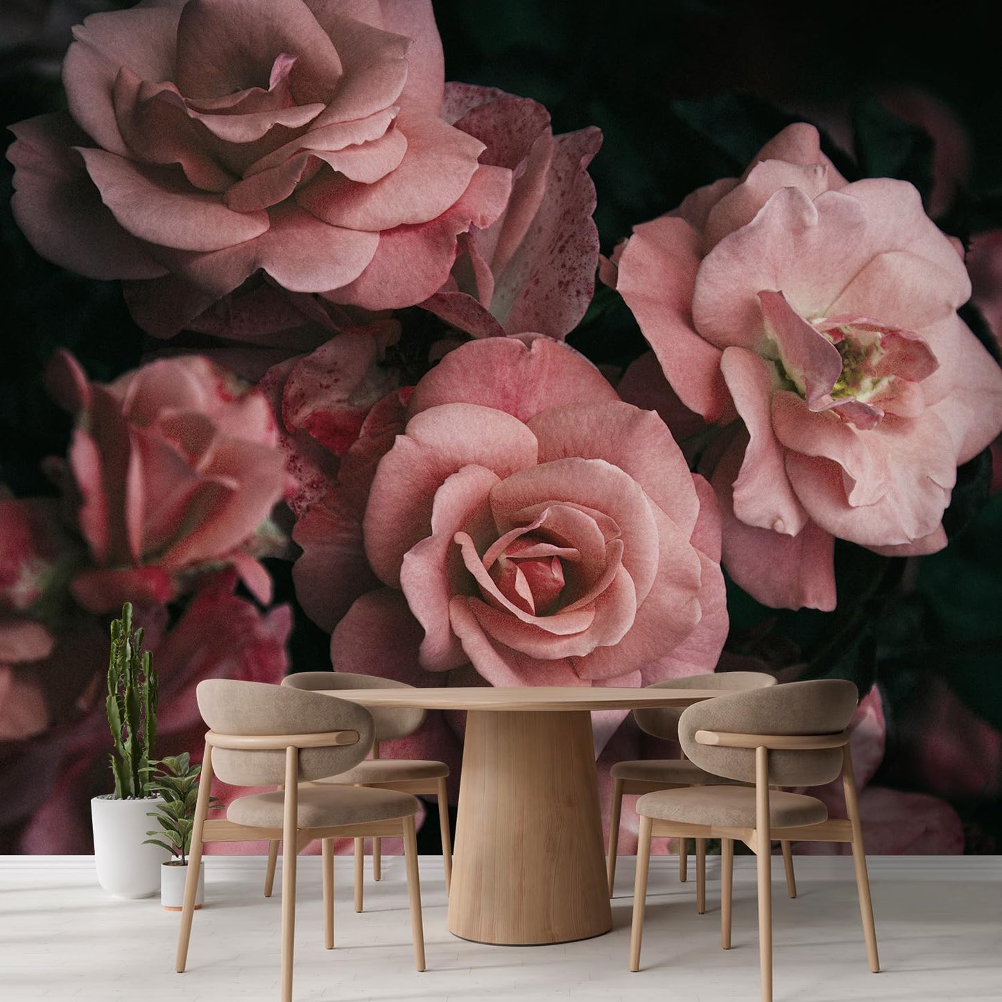 wall26 Wall Sticker/Wall Mural Dark Rose Flower Blossoms Nature Wilderness, Not Peel and Stick, Non-Woven Wallpaper Decorative for Bedroom, Living Room, Office - 96x120 inches