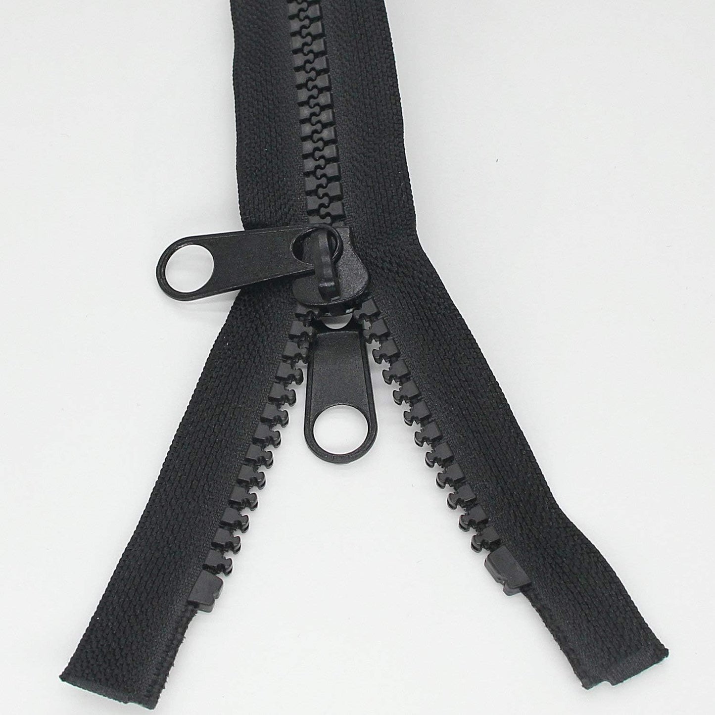 Leekayer 2PCS #10 84 cm Heavy Duty Zippers for Sewing Separating Large Plastic Zippers Black Tape with Double Pull Tab Slider, Sleeping Bag, Boat, Canvas, Cover, Trampoline, Dog Bed,Tent (33" 2pcs)