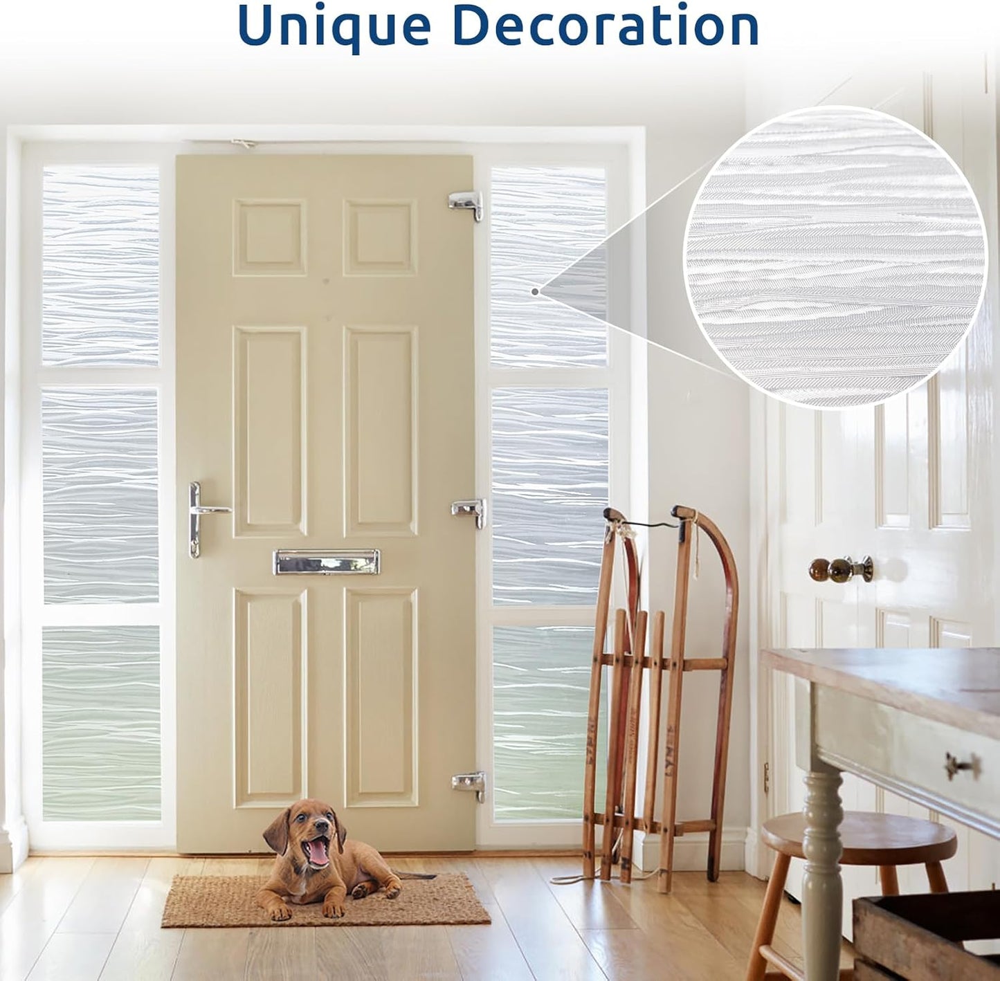 rabbitgoo Window Privacy Film Frosted Glass Film Removable Vinyl Door Coverings UV Blocking Decorative Static Cling Non-Adhesive Window Clings Sticker for Home Decor, 17.5 x 78.7 Inches