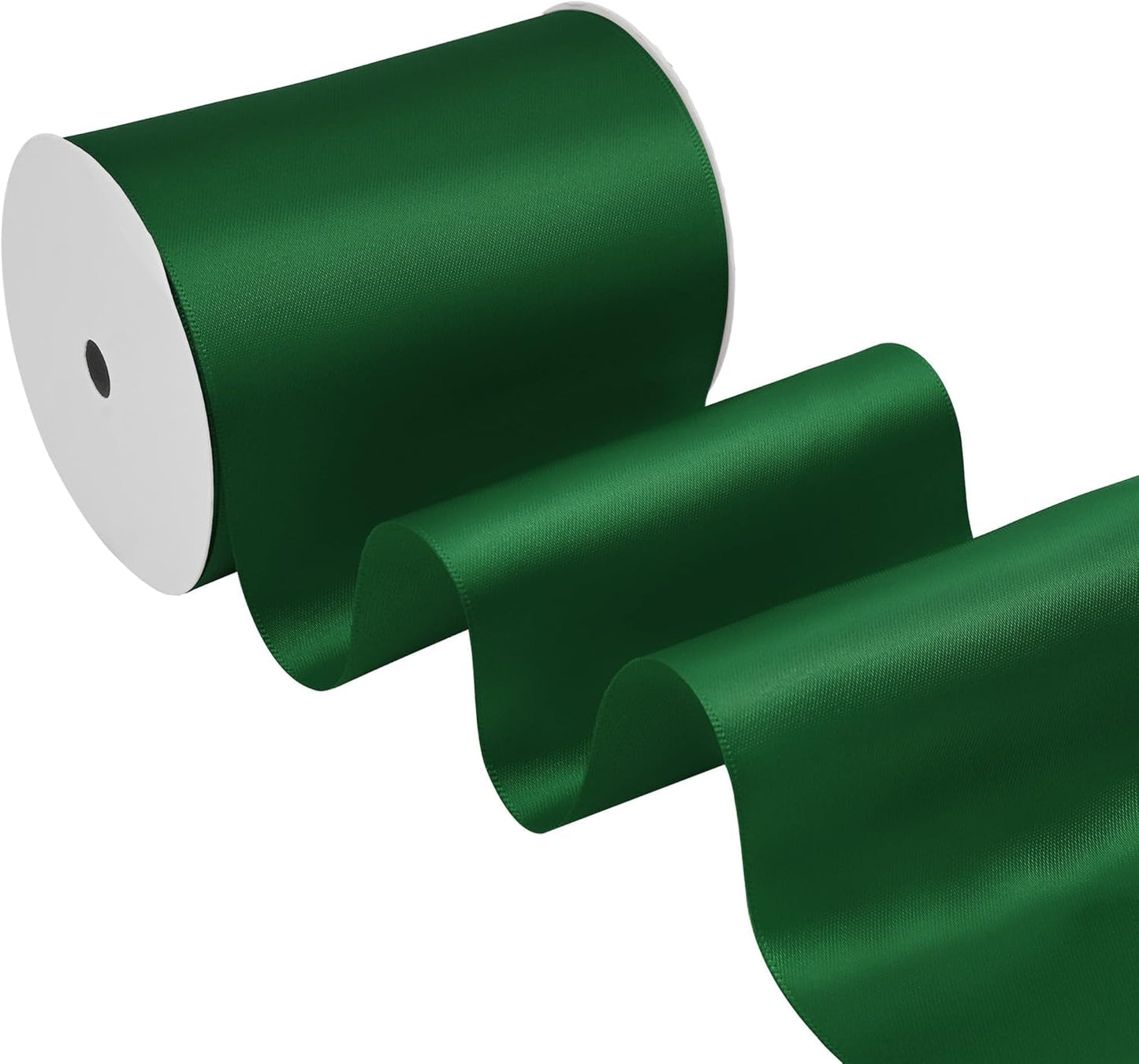 Forest Green Satin Ribbon 4 Inch X 15 Yards Solid Color Double Faced Ribbons Perfect for Crafts Wedding Decor Bow Making Arts Sewing and More