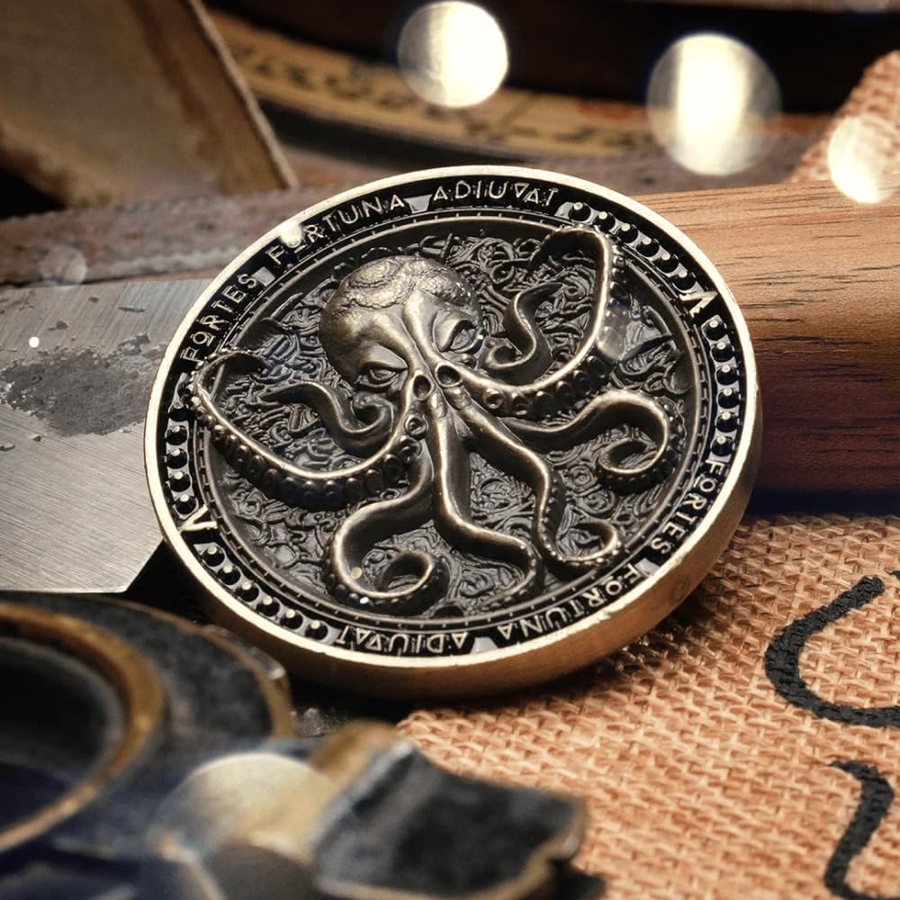 PIRATEGOLD Pirate Themed Metal Poker Chip Set 300pc for Texas Hold’Em, Gold, Silver, Gunmetal, Bronze Coins with 2 X Card Decks, 1 X Custom Wooden Carrying Case