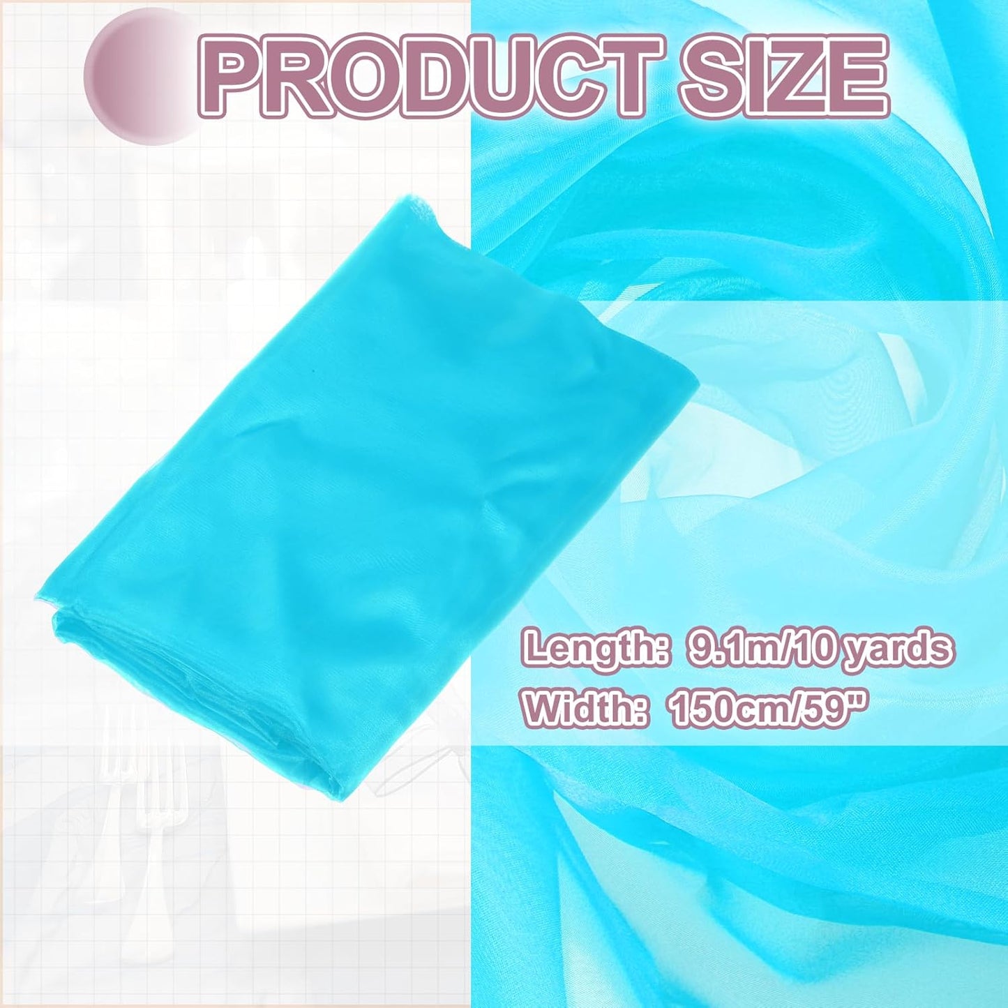 MECCANIXITY Iridescent Sheer Organza Fabric, 10 Yards x 59 Inches Solid Holographic Shiny Fabric Organza Cloth for Wedding, Curtains, Costume, Photo Background, Dark Blue