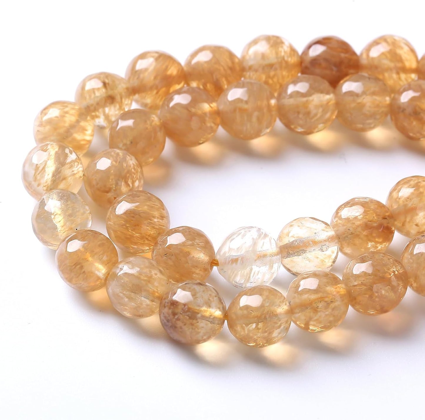 45pcs 8mm Natural Faceted Tea Watermenlon Jade Stone Beads for Jewelry Making Energy Healing Beads DIY Bracelet Necklace Accessories 15" (8mm, Faceted Tea Yellow Jade)