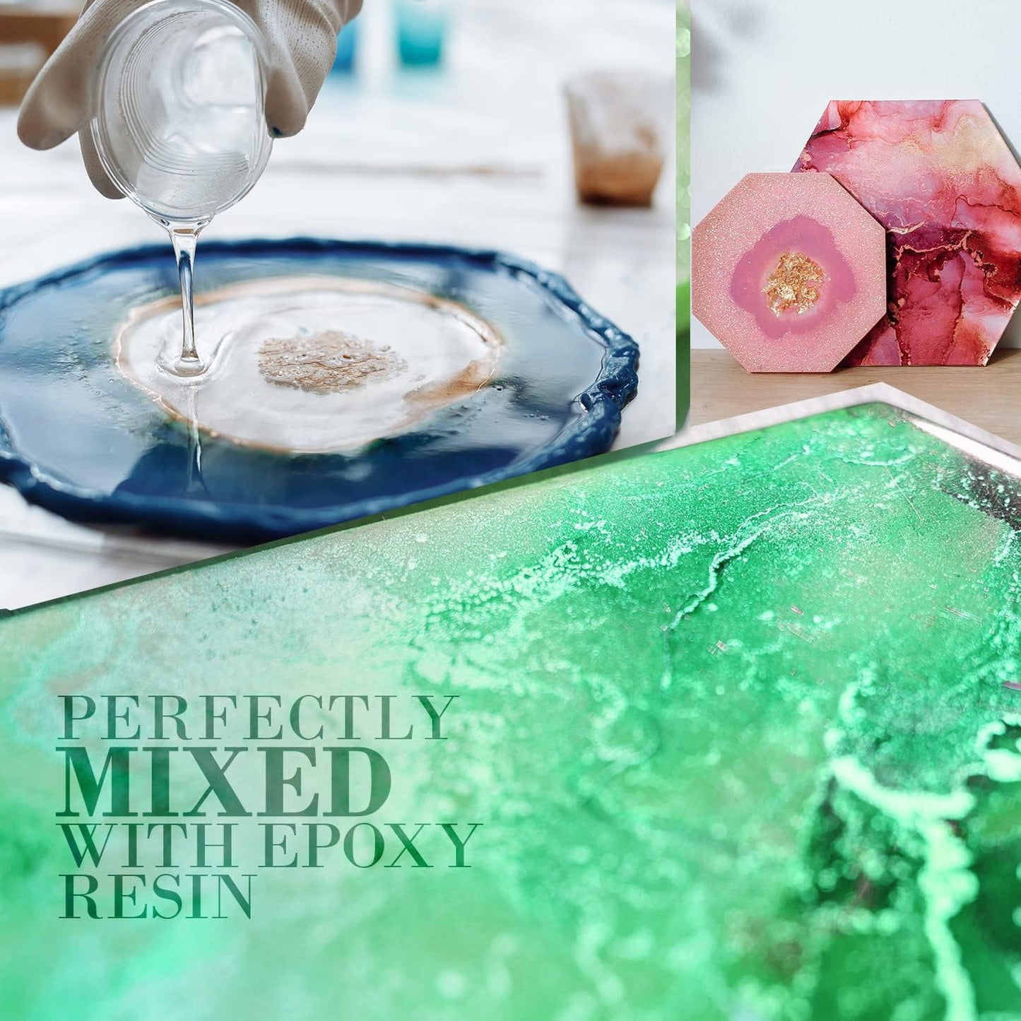 Emerald Green Mica Powder for Epoxy Resin 56g / 2oz. Jar - Techarooz 2 Tone Resin Dye Color Pigment Powder for Lip Gloss, Nails, Colorant for Slime Bath Bombs Soap Making & Polymer Clay
