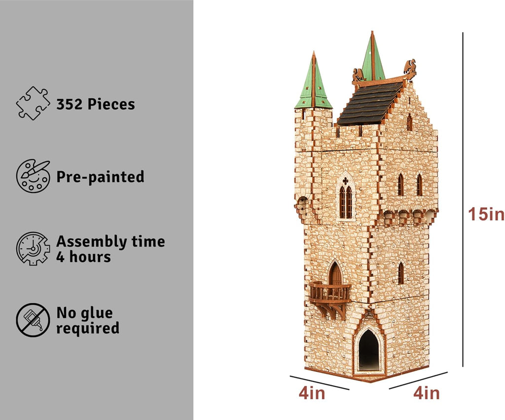 The Great Tower P- Medieval Castle - DIY Wooden Building Kit Crafts for Adults, Puzzle Wood Model Kit - Laser Cut Wooden Puzzle Architecture & Engineering Assembly Set - Hobby building kit - Realistic