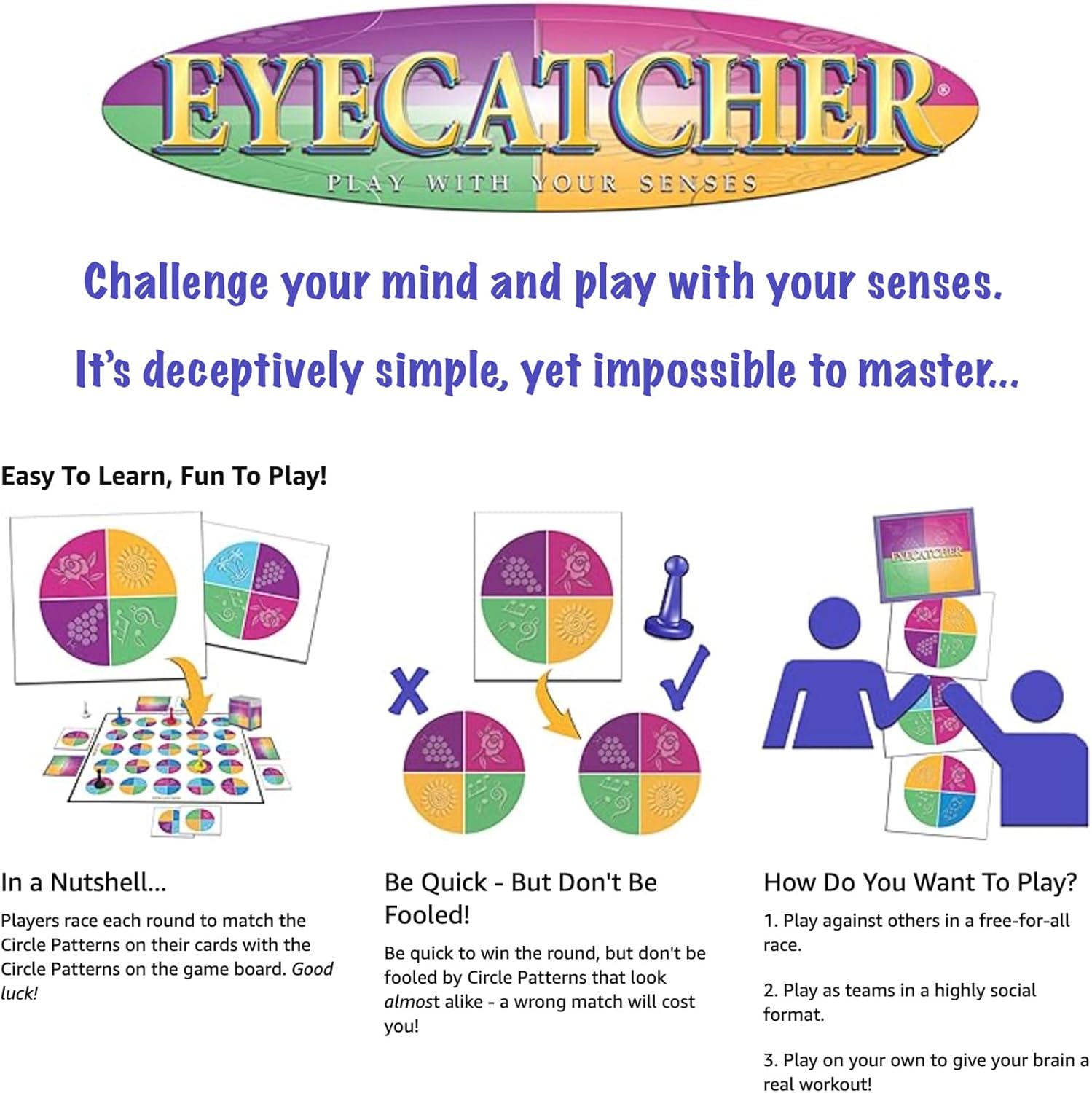 Eyecatcher — Fast-Paced Game Where Players Race to Match Tricky Card Patterns to The Board — Family & Adult Game Night Fun