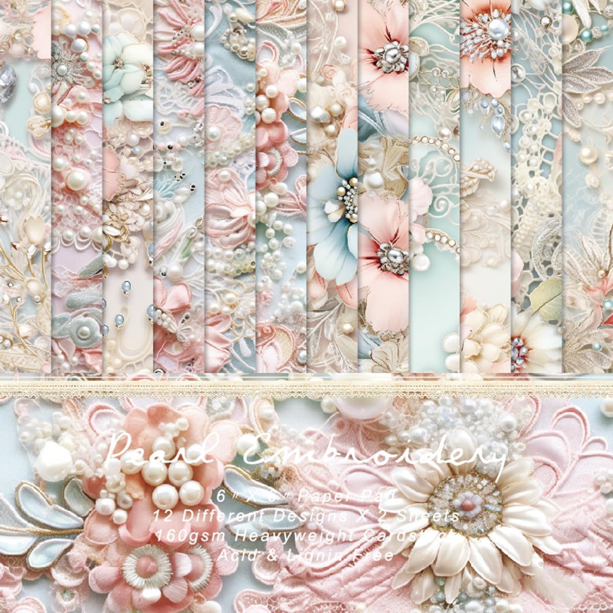 Premium 6x6 Inch Single-Sided Scrapbook Paper Pad - Perfect for Crafting, Decorative Projects and Card Making - 24 Sheets & 12 Elegant Patterns