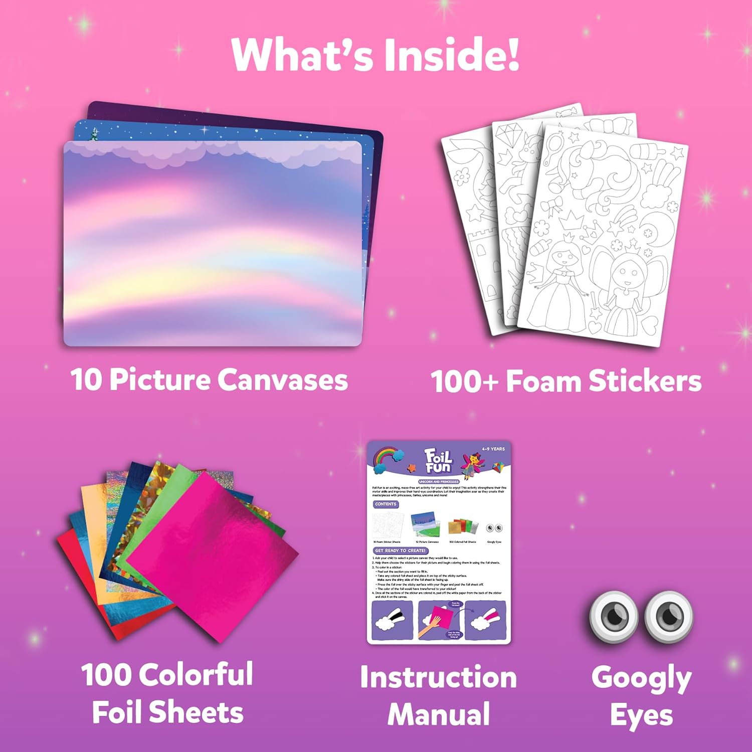 Skillmatics Foil Fun - Unicorns & Princesses, No Mess Art for Kids, Craft Kits & Christmas Fun Supplies, DIY Creative Activity, Travel Toys, Gifts for Ages 4, 5, 6, 7, 8, 9