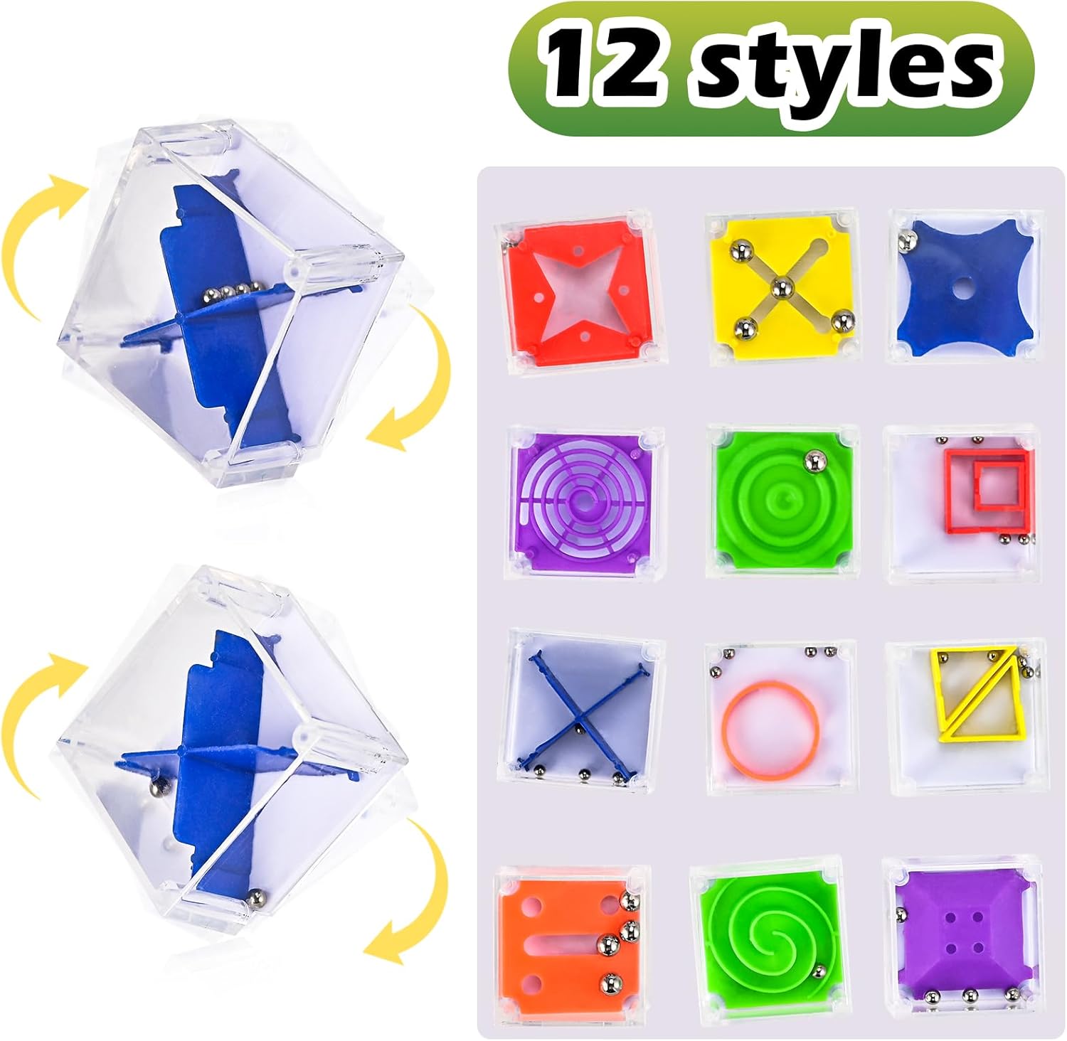 GOLDGE 24 Pcs Balance IQ Maze Game Toy Set - Mini 3D Brain Maze Puzzle Cubes in a Box. Fun Party Favor Games and Ideal Prizes for Kids and Adults (24 Pcs)