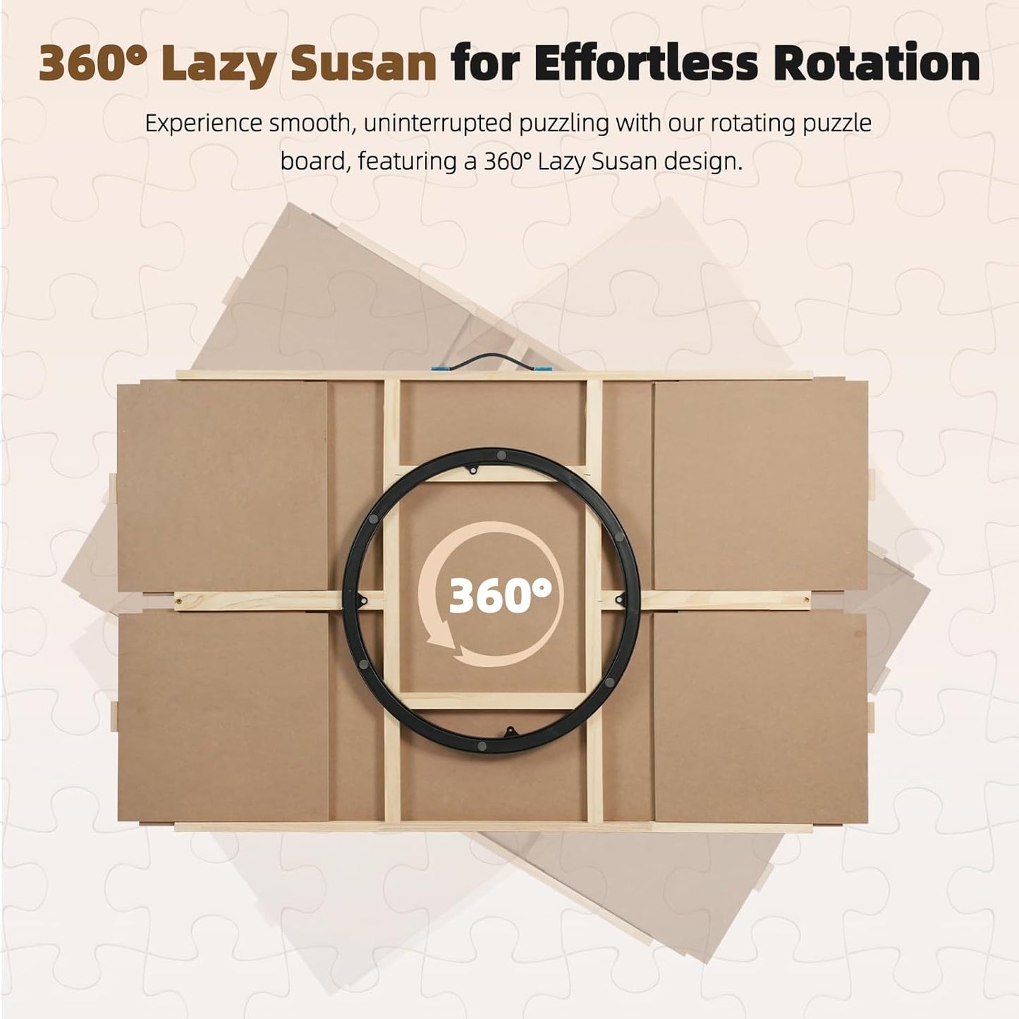 ALL4JIG 2000 Pieces Rotating Puzzle Board with 4 Drawers & Lazy Susan, 40.1" × 28.5" Wooden Jigsaw Puzzle Table with Cover, Portable Puzzle Board