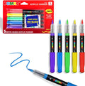 POMAC Acrylic Paint Markers Pens 5 Assorted Colors, Water-Based Paint Markers Pen Brush Tip, No-Bleed Liquid Acrylic Marker Waterproof for Fabric, Canvas, Rock, Glass, Wood, DIY Crafts, Art Supplies