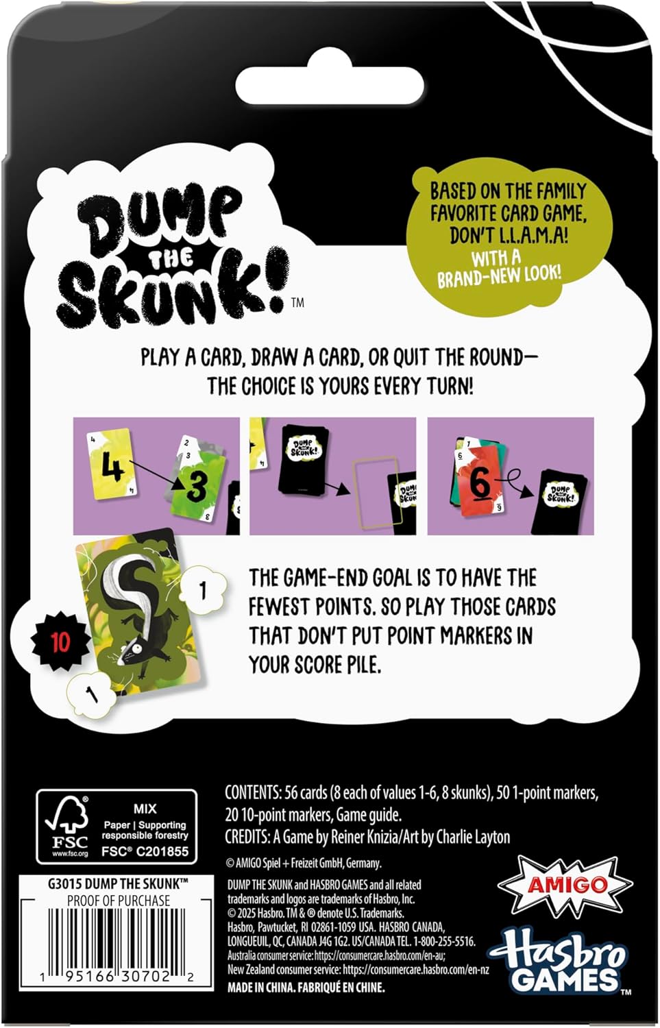 Dump The Skunk! Game | Family Card Game by Reiner Knizia | Ages 7 and Up | 2-6 Players | 20 Mins. | Easy to Learn Games for Kids, Teens, and Adults