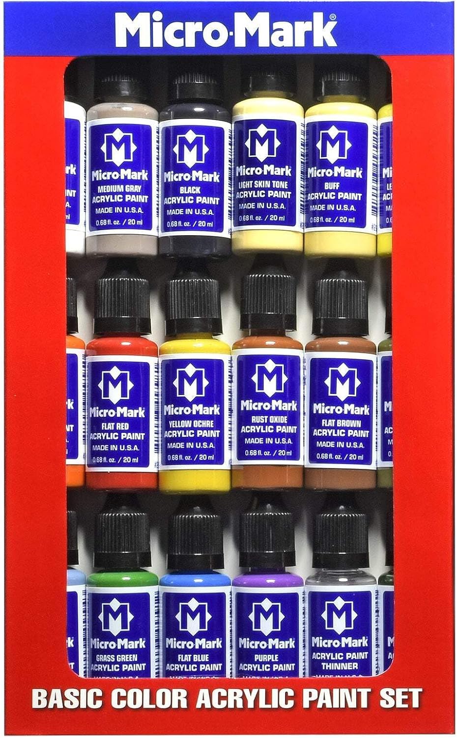 Micro-Mark Basic Color Model Paint Set – Versatile Acrylic Paints for Models, Miniatures, Crafters. Great for Figures, Crafts, Rock Painting, Canvas & More.