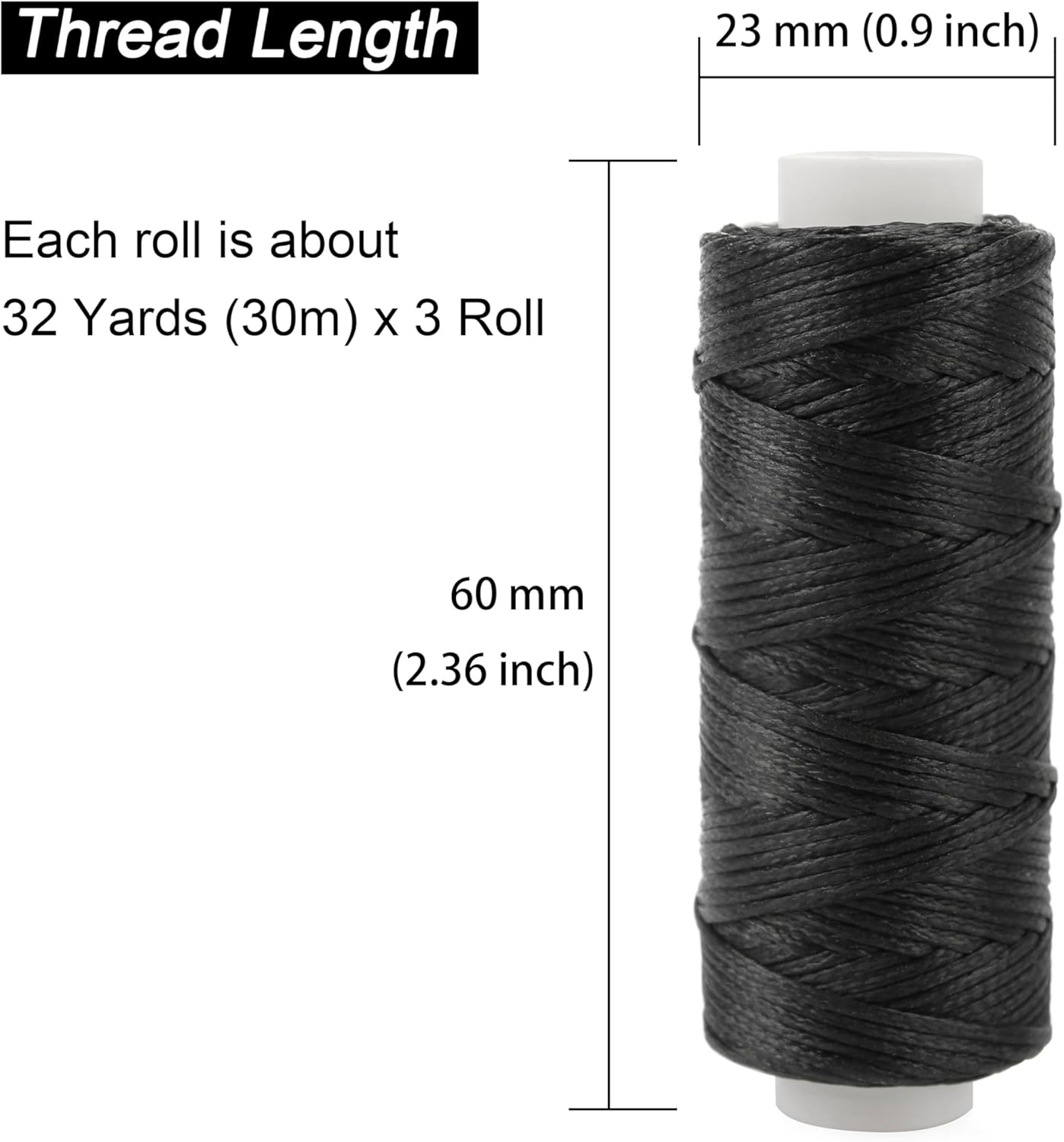 Ryalan Waxed Thread 96 Yards Hand Sewing Kit Set 210D Flat Sewing Waxed Thread with 7 Pcs Leather Repair Needles for Home Upholstery Carpet Leather Canvas Repair and Sewing