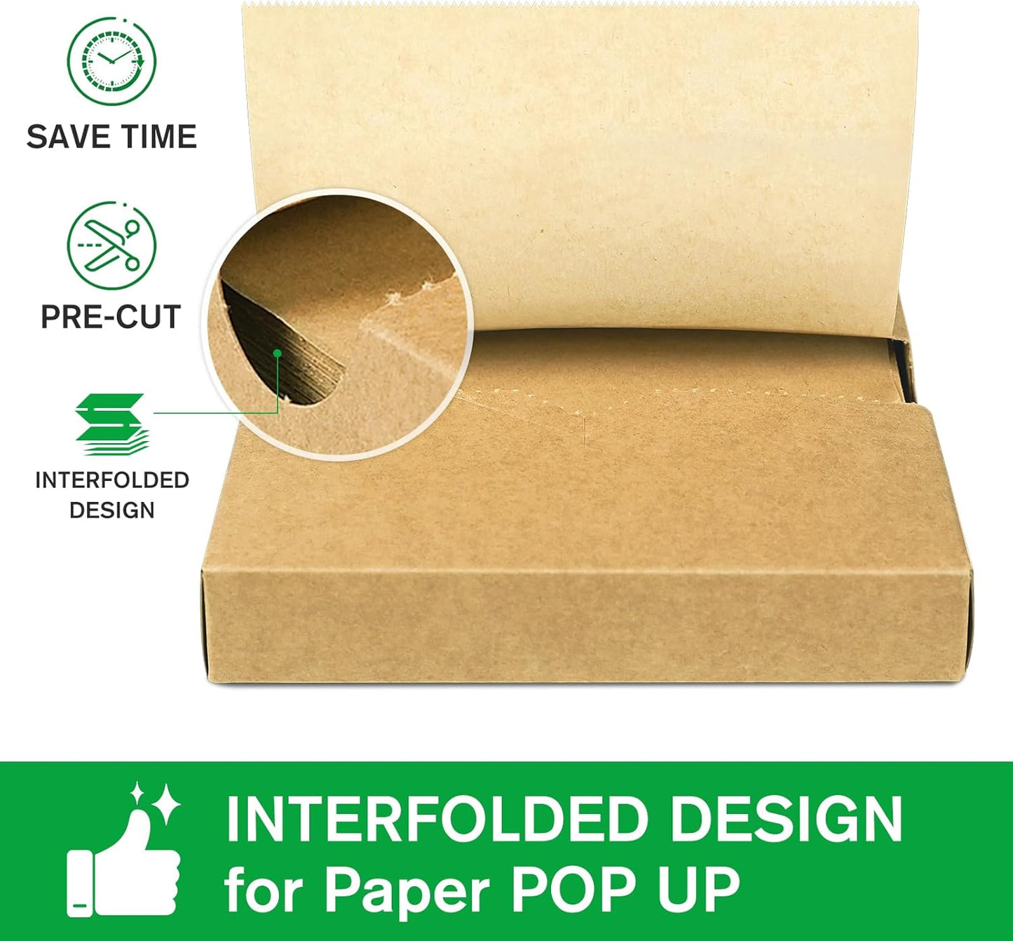 Precut POP UP Deli Paper Sheet Pack of 200, Interfolded Heavy Paper for Food Wrap and Serving (6" x 10-1/2", Kraft）