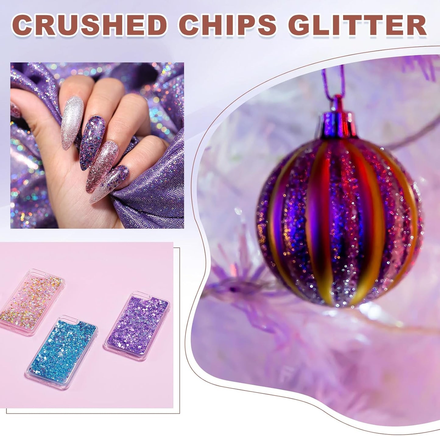 uxcell 6 Colors Crushed Glass Chips, 1-3mm Irregular Glitter Metallic Glass Broken Glasses Pieces with Laser Bag for Craft DIY Vase Epoxy Halloween Decoration 31g, Multicolored