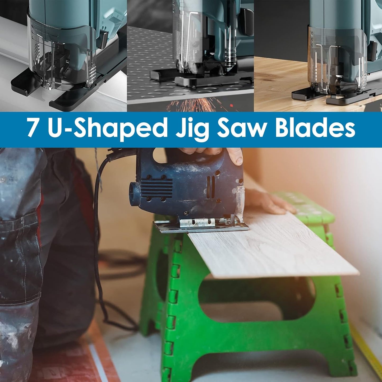 54Pcs Jig Saw Blade Set High Carbon Steel Assorted Saw Blades with U-Shank Sharp Fast Cut Down Jigsaw Blade Woodworking Tool for Wood Metal Plastic Cutting
