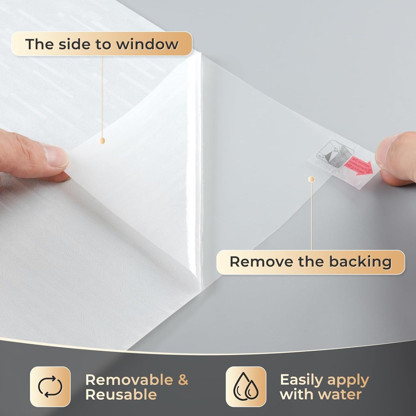 rabbitgoo Window Privacy Film, Frosted Glass Window Film Static Cling Covering, Non Adhesive Privacy Clings Vinyl, Removable Frosting Sticker for Home Decoration, White, 35.4 x 118.1 Inches