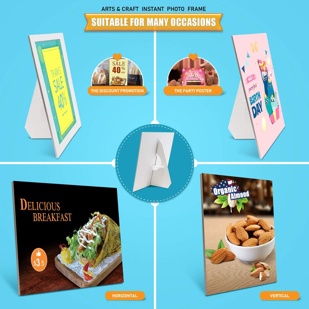 Golden State Art, 15 Inch Self Stick Easel Back, Cardboard Stand, Single Wing, Archival Quality, Display Posters Pictures Brochures, Easy and Fast Application (Pack of 50) White, Made in USA