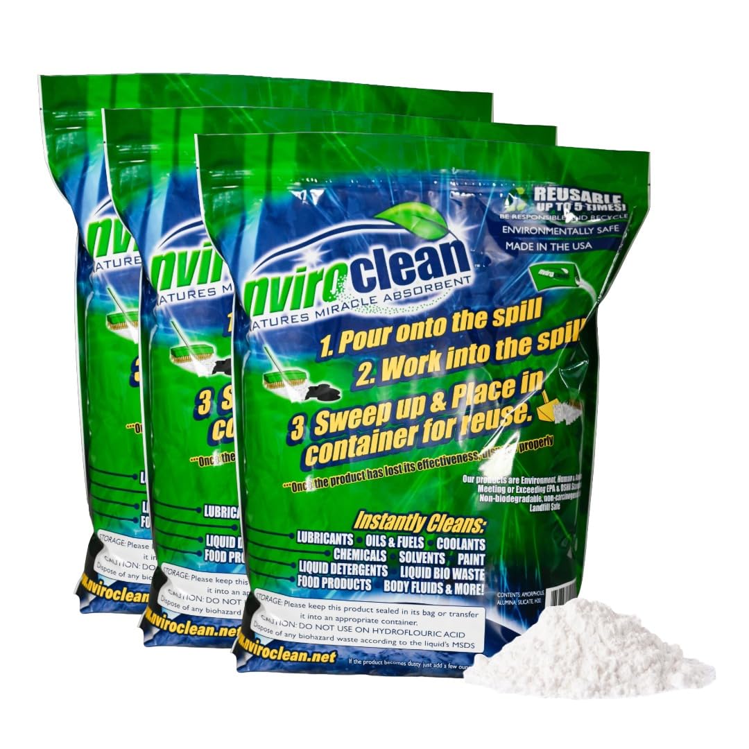 5 LB (Pack of 3) - Absorbs up to 180 LBS! Spill Absorbent & Encapsulant for Oil, Paint, Pet Waste, Chemicals and More.