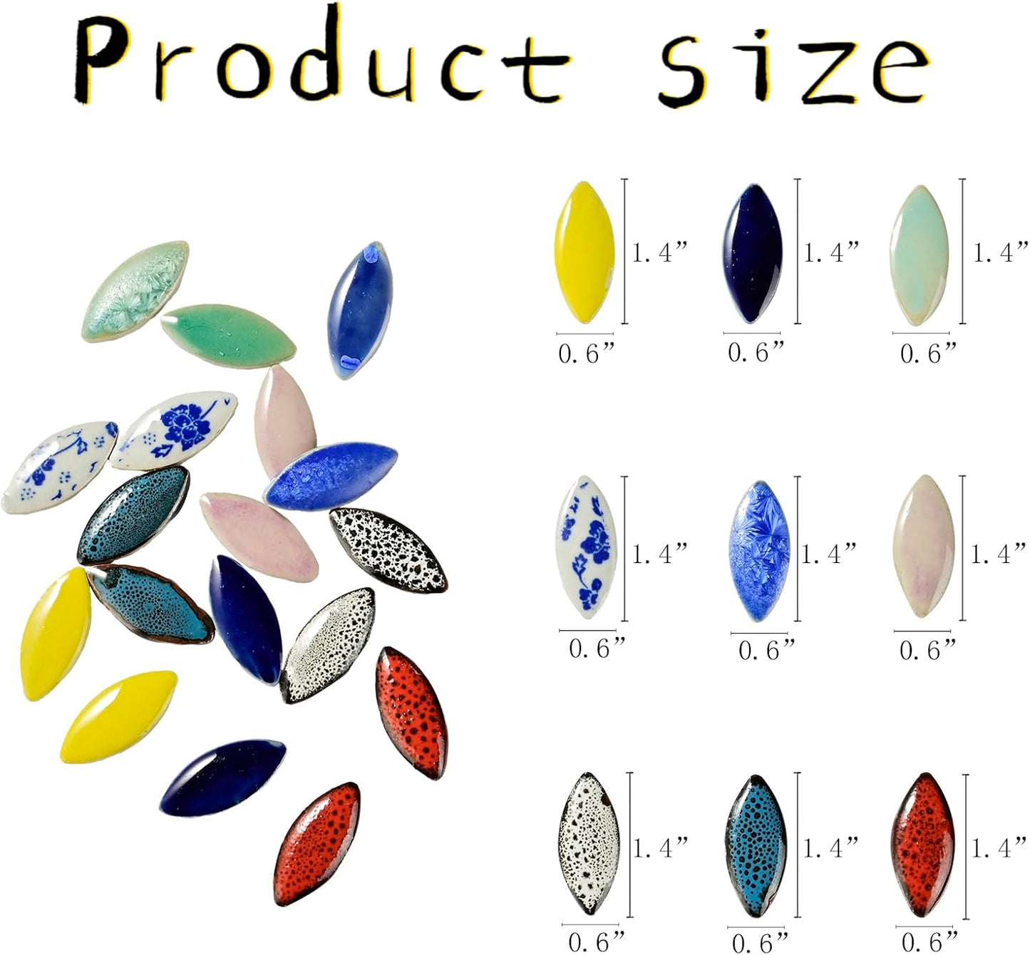 Petal Ceramic Mosaic Tiles for Crafts, Blue and White Porcelain Ceramic Mosaic Pieces Bulk Mosaic Christmas Partial Renovation Gift Ideas, Mosaic Supplies - 70pcs